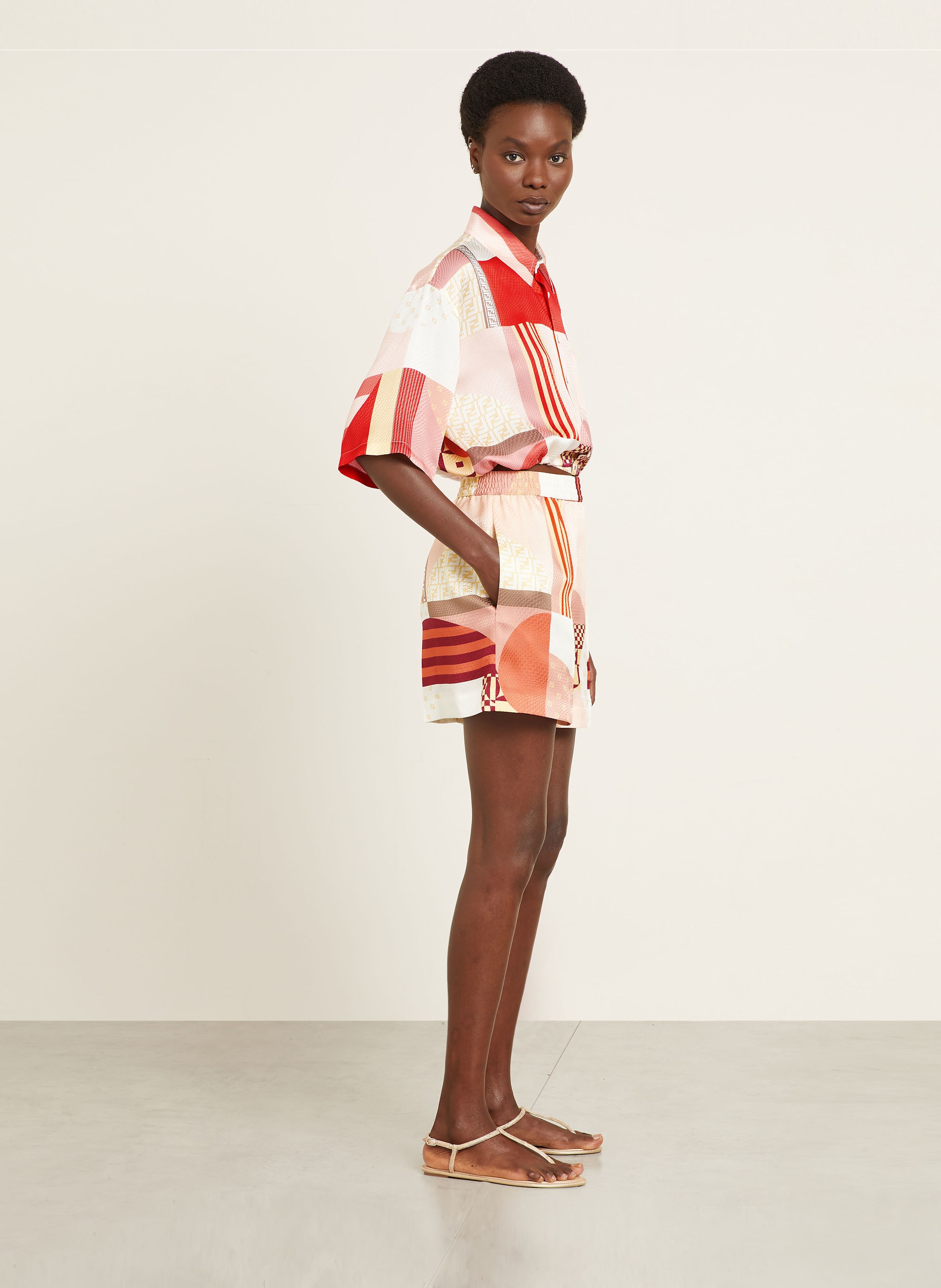 Thumbnail - Fendi Seidenshorts rot