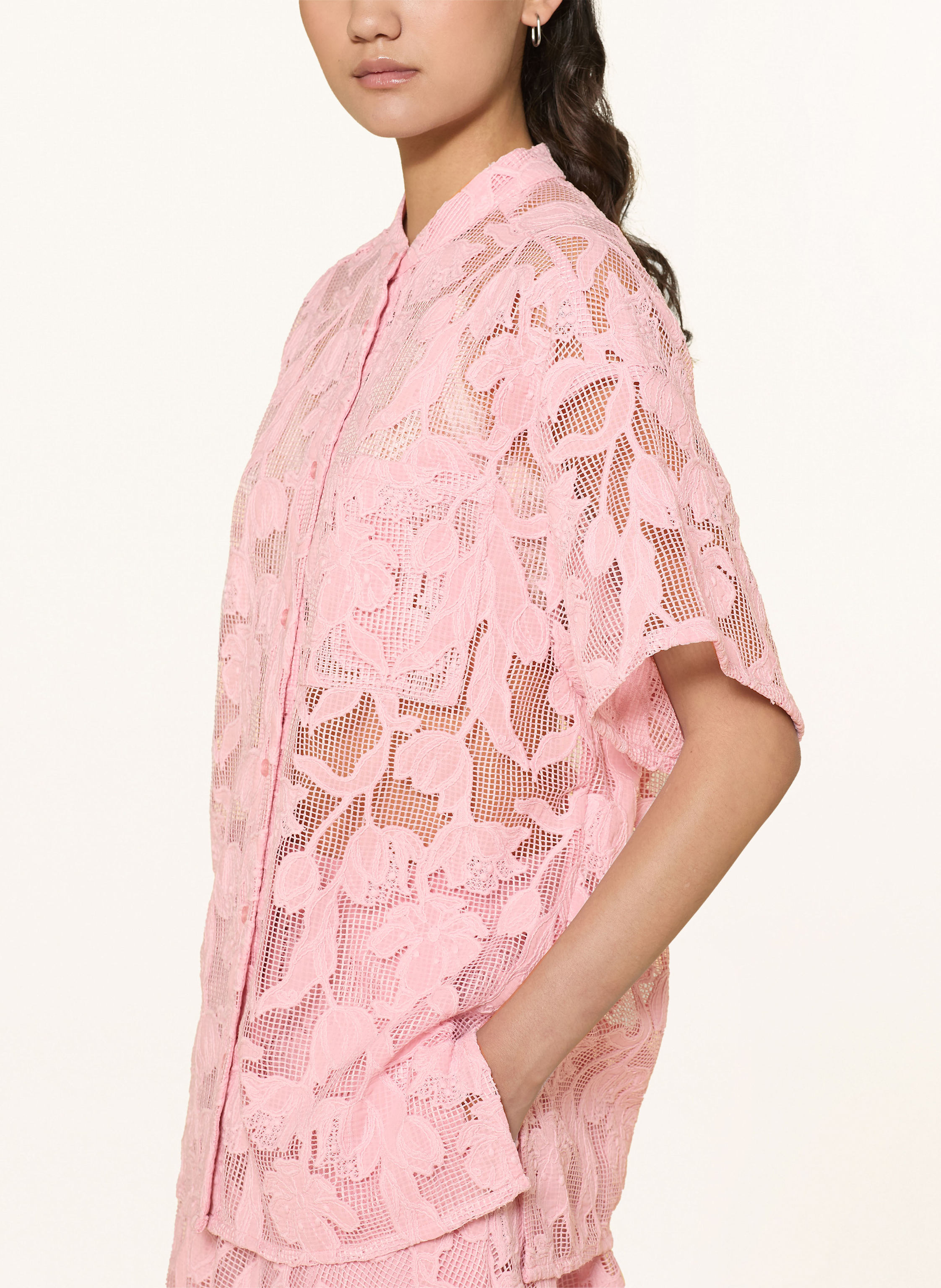 Thumbnail - Essentiel Antwerp Hemdbluse Hok Aus Lochspitze pink