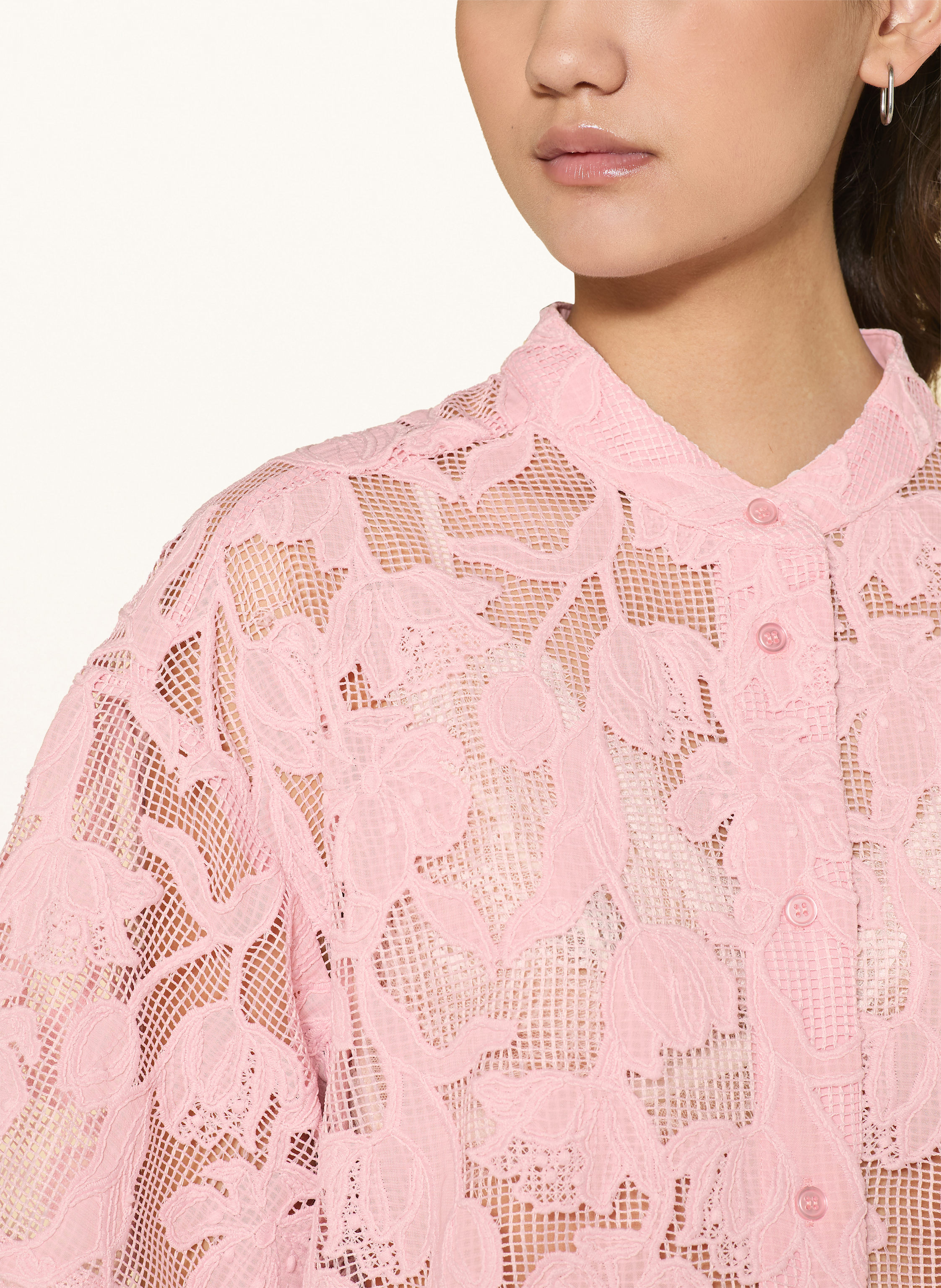 Thumbnail - Essentiel Antwerp Hemdbluse Hok Aus Lochspitze pink