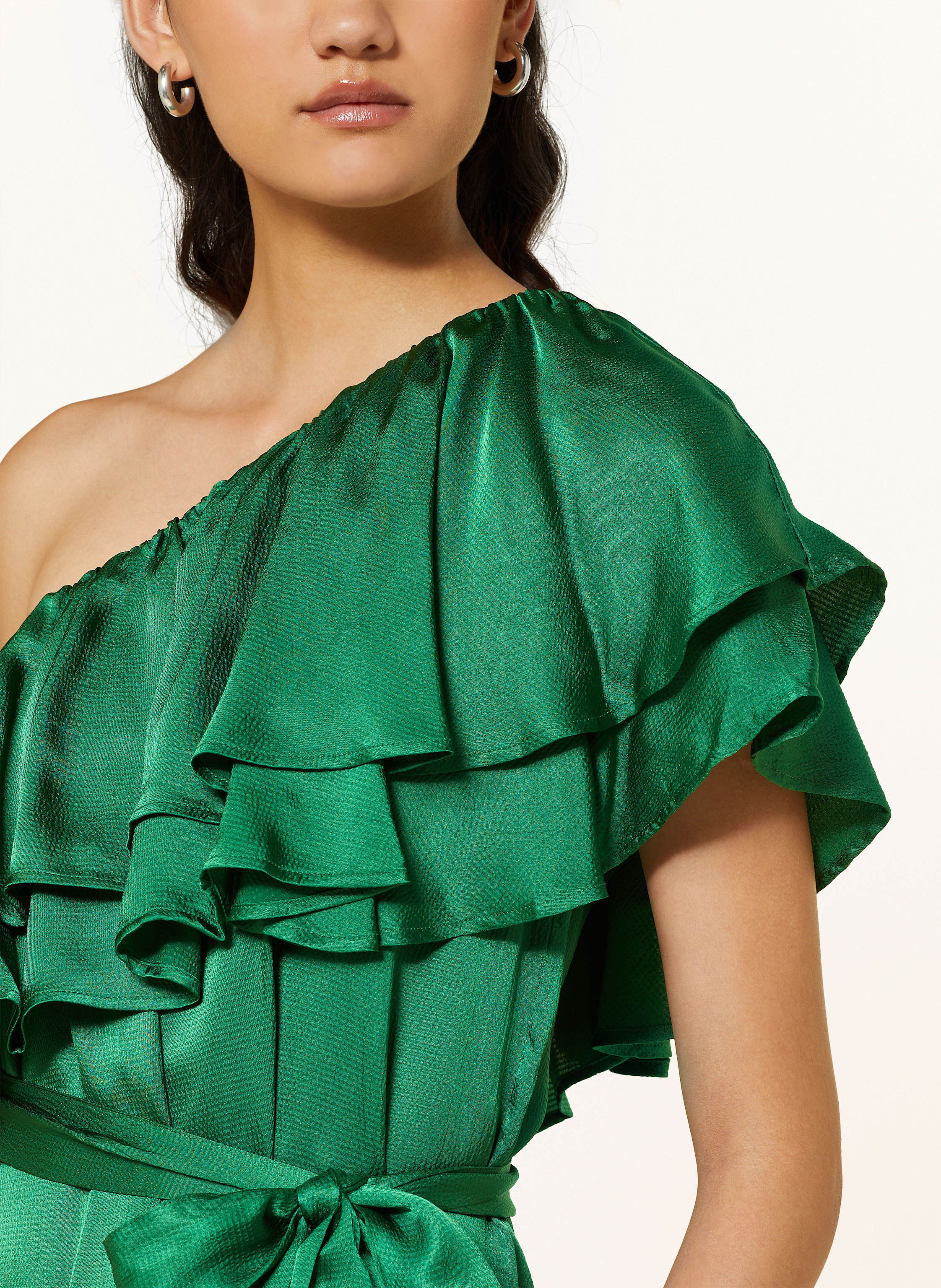 Thumbnail - Essentiel Antwerp One-Shoulder-Kleid Hoenix Mit Rüschen gruen