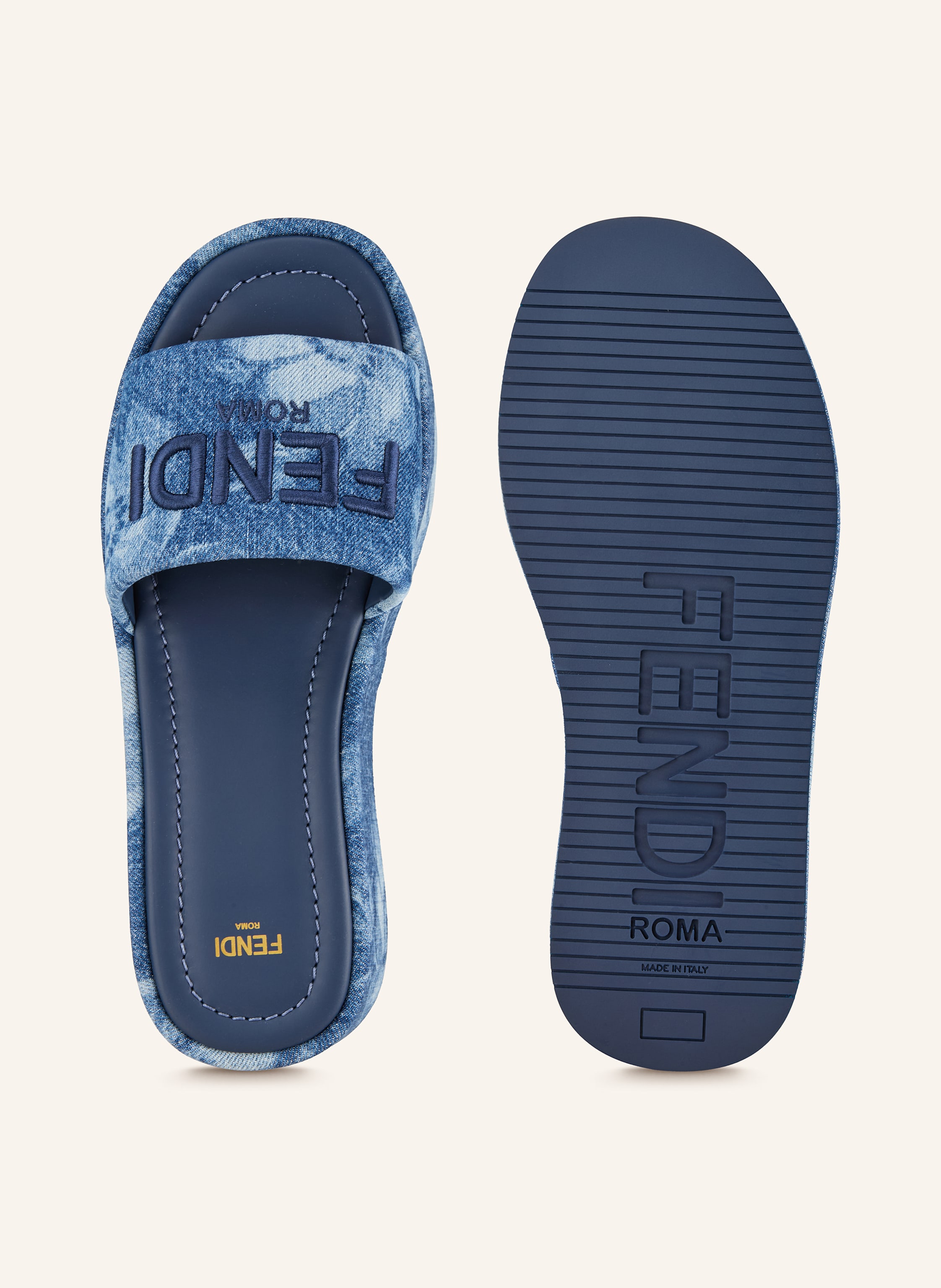 Thumbnail - Fendi Plateau-Pantoletten blau