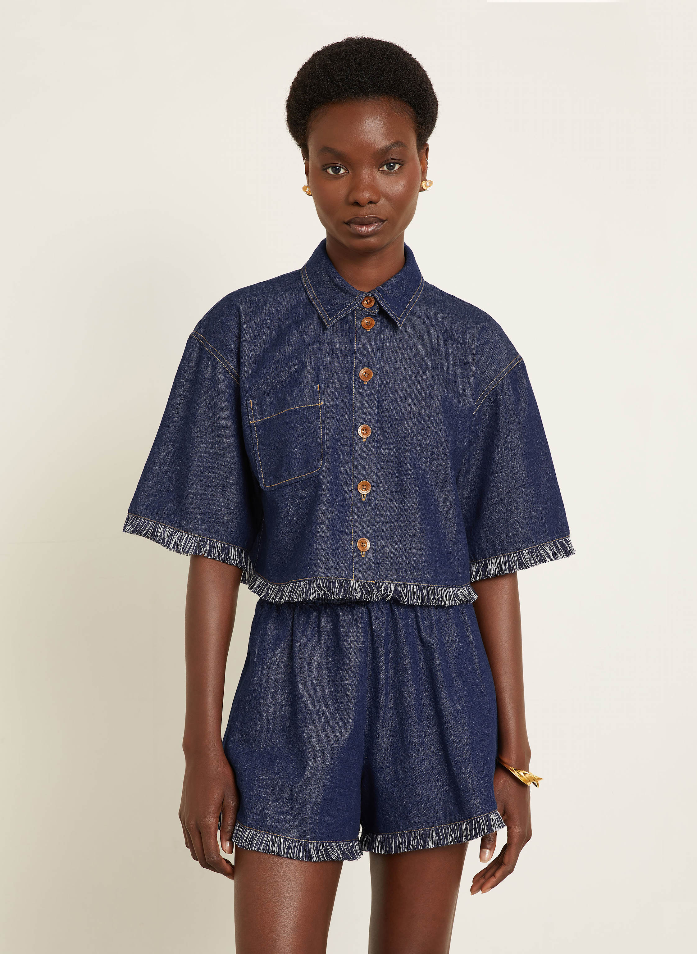 Thumbnail - Zimmermann Cropped-Jeansbluse Rhiannon blau