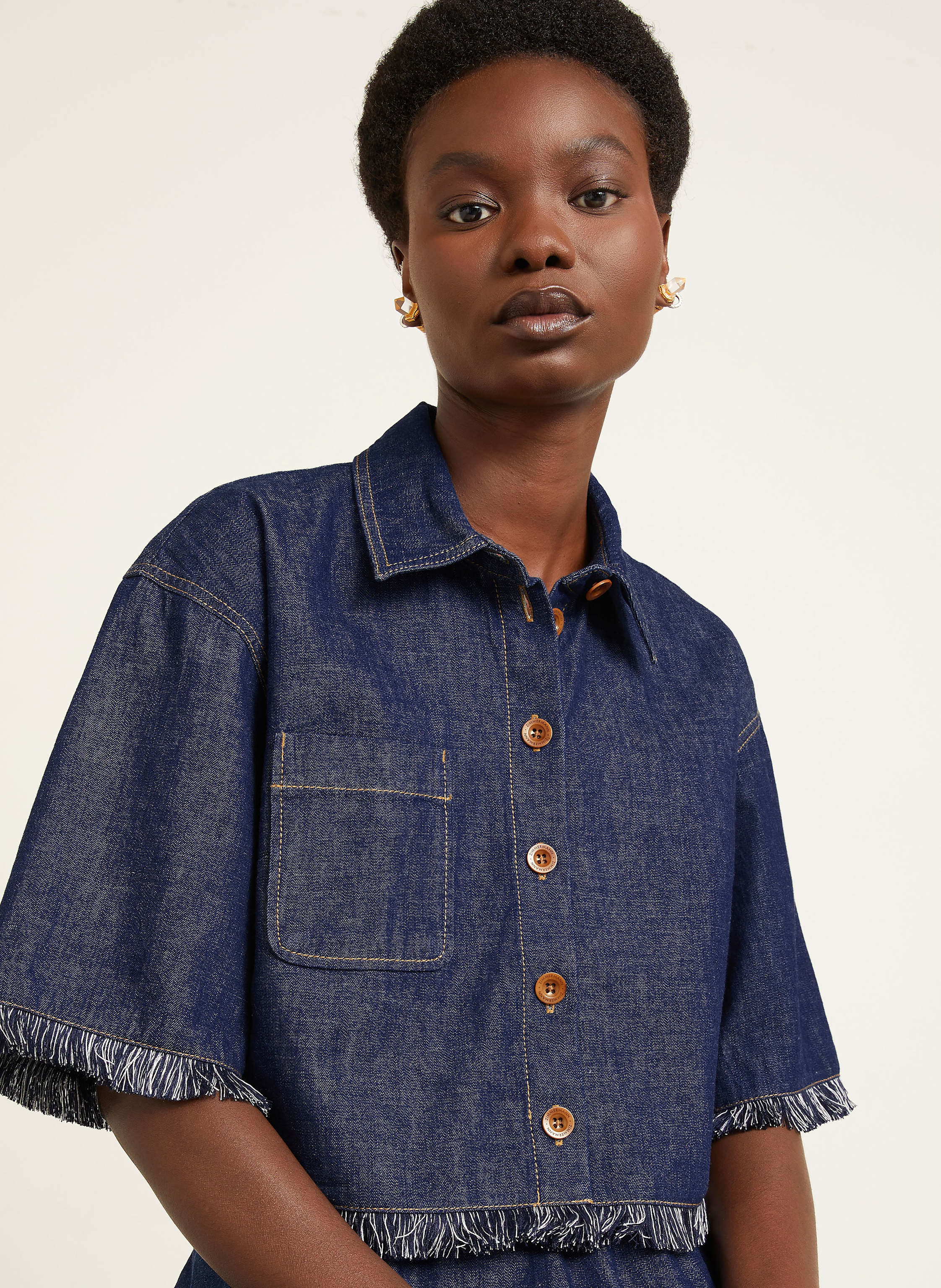 Thumbnail - Zimmermann Cropped-Jeansbluse Rhiannon blau