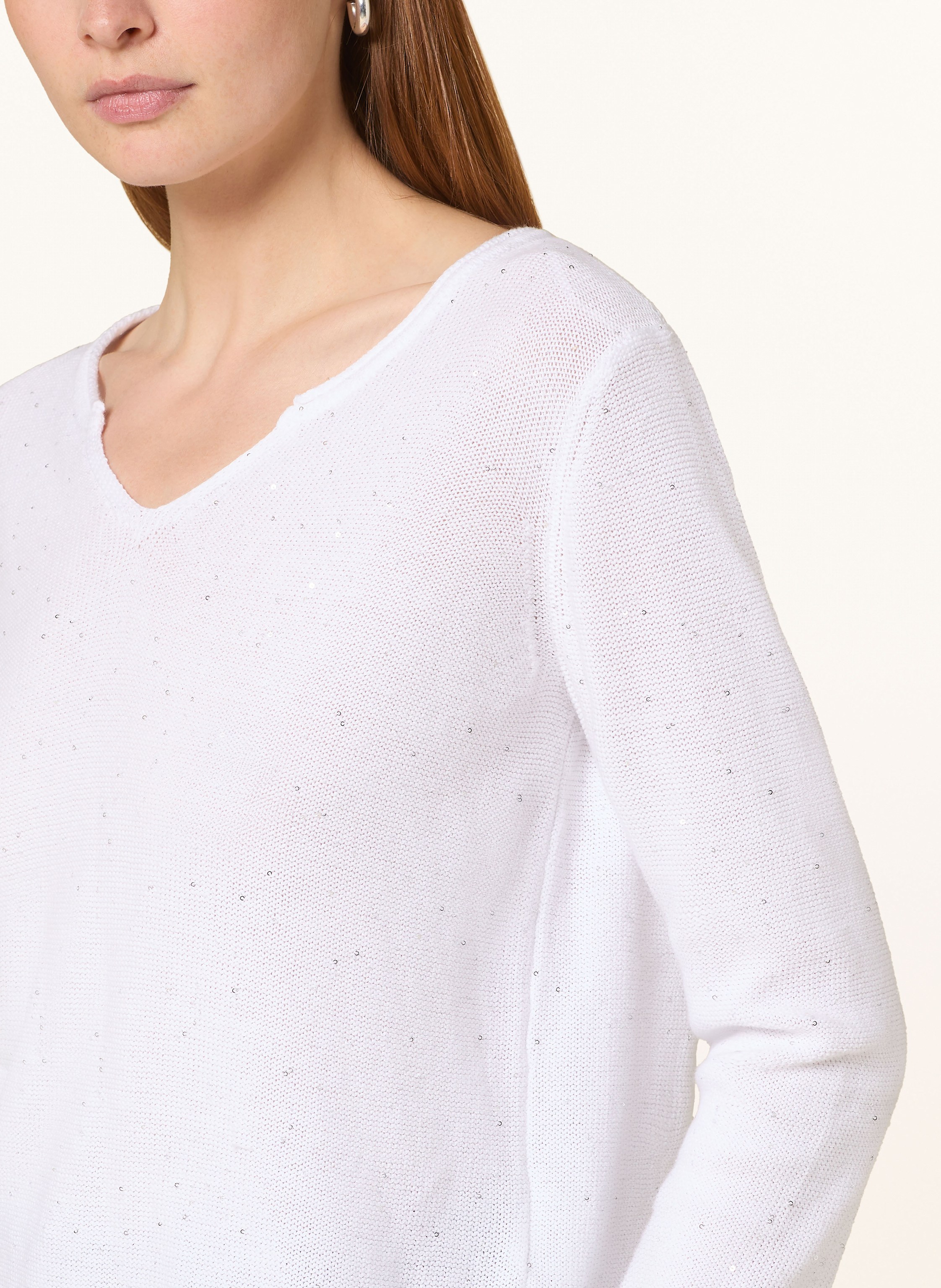 Thumbnail - Monari Pullover Mit Pailletten weiss