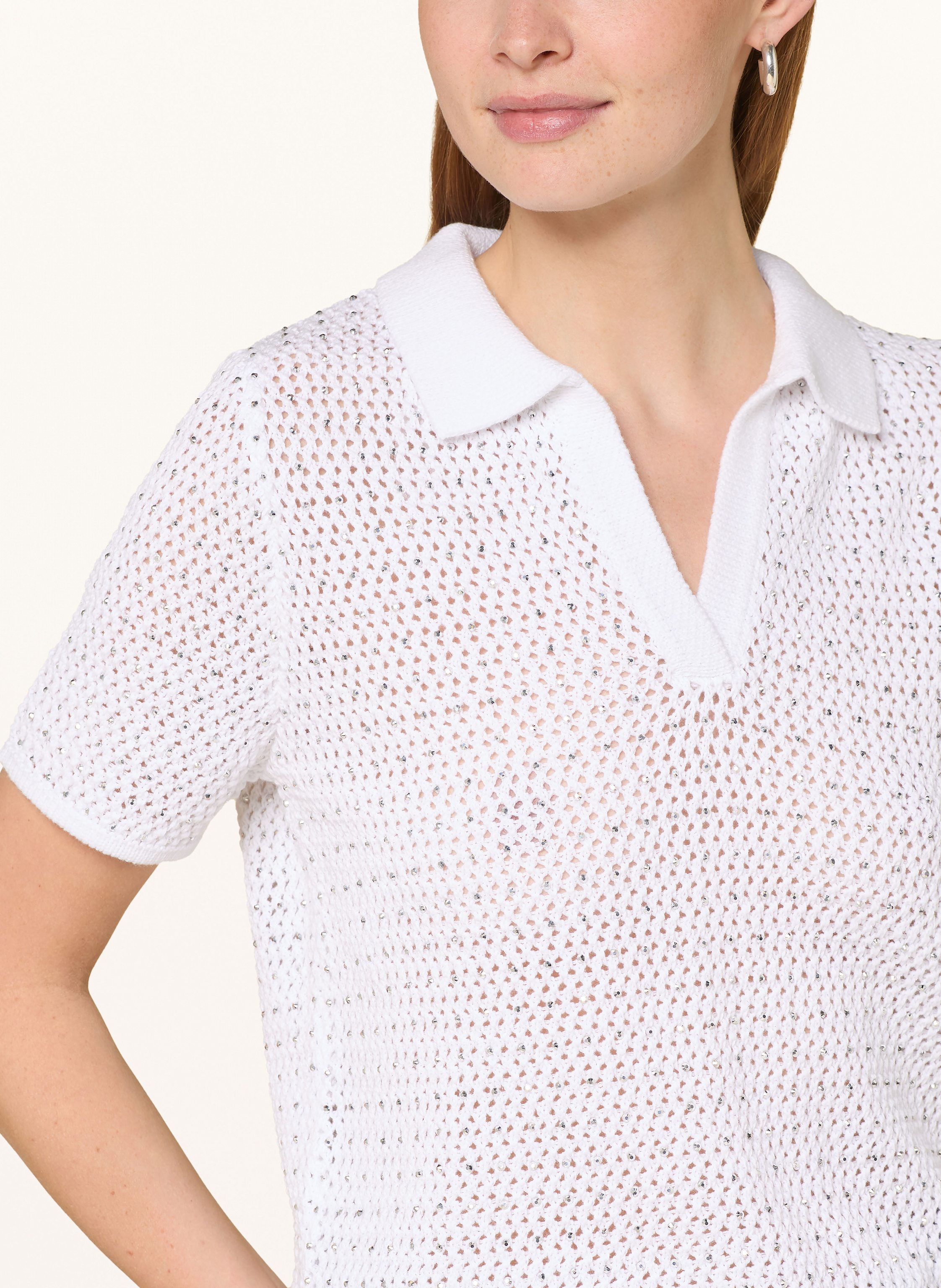 Thumbnail - Monari Strickshirt Mit Schmucksteinen weiss