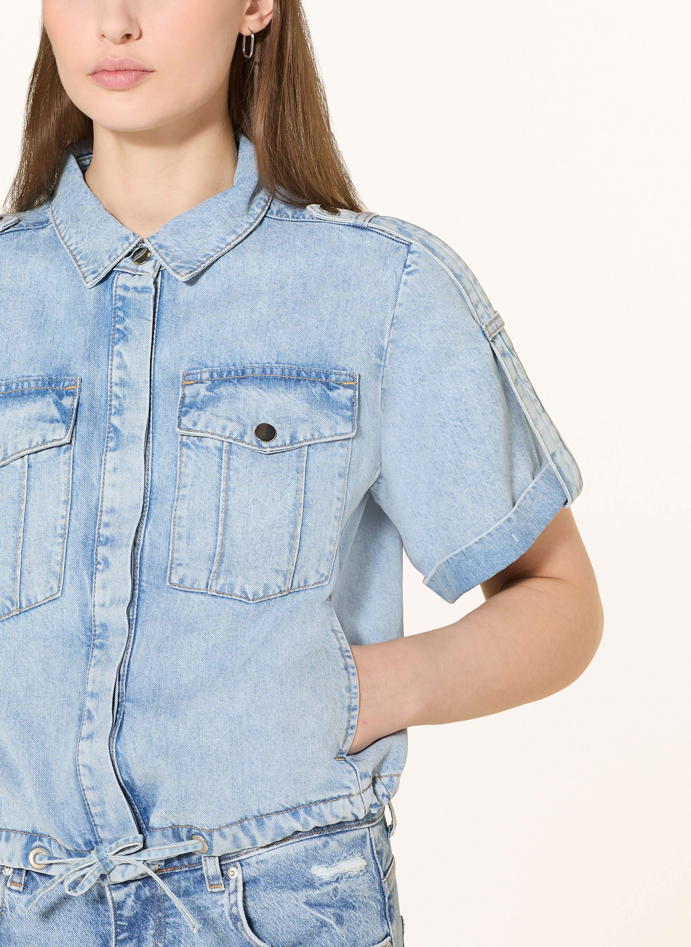 Thumbnail - Monari Cropped-Jeansbluse blau