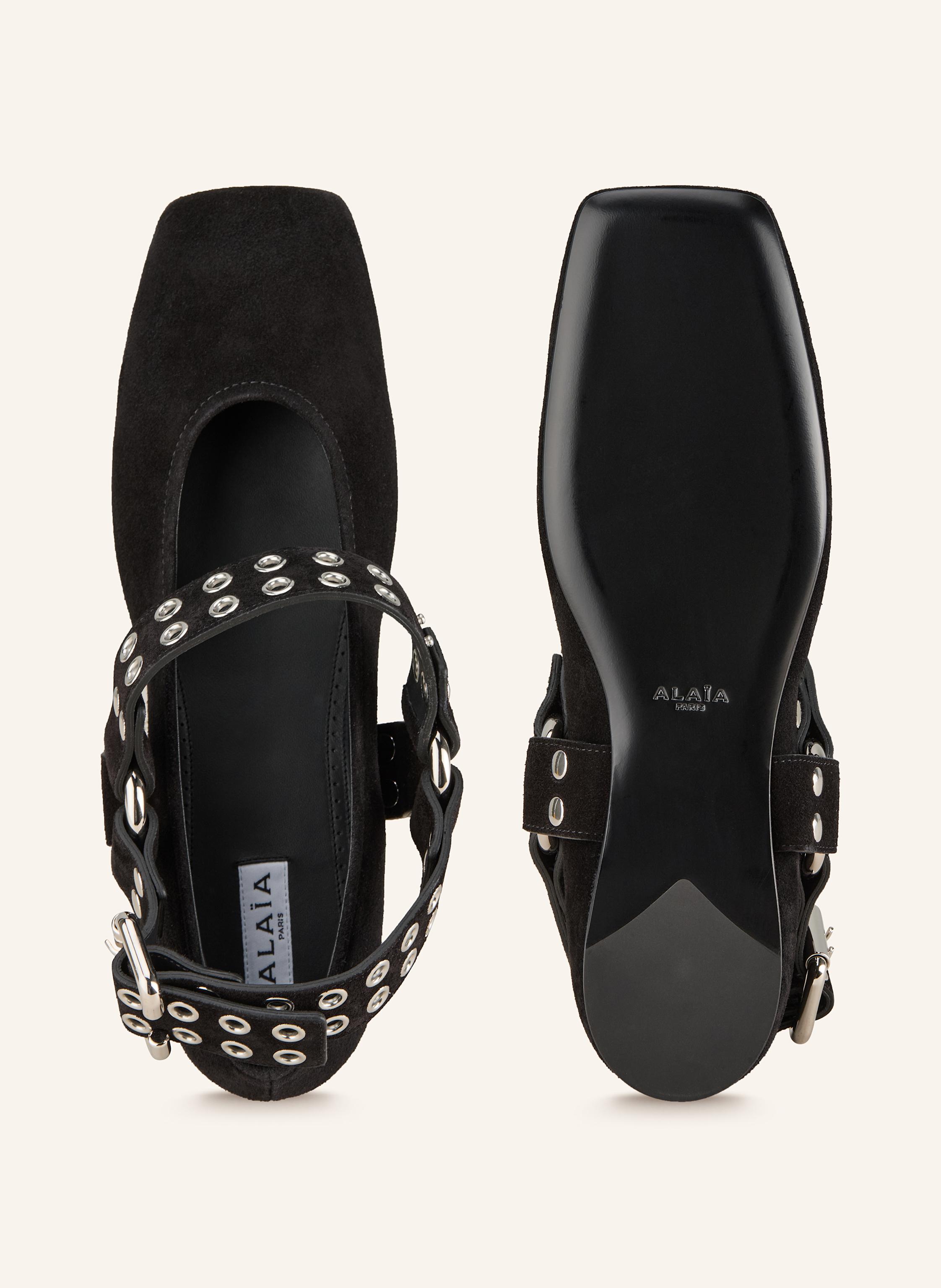 Thumbnail - Alaïa Mary-Jane-Ballerinas Mit Nieten schwarz