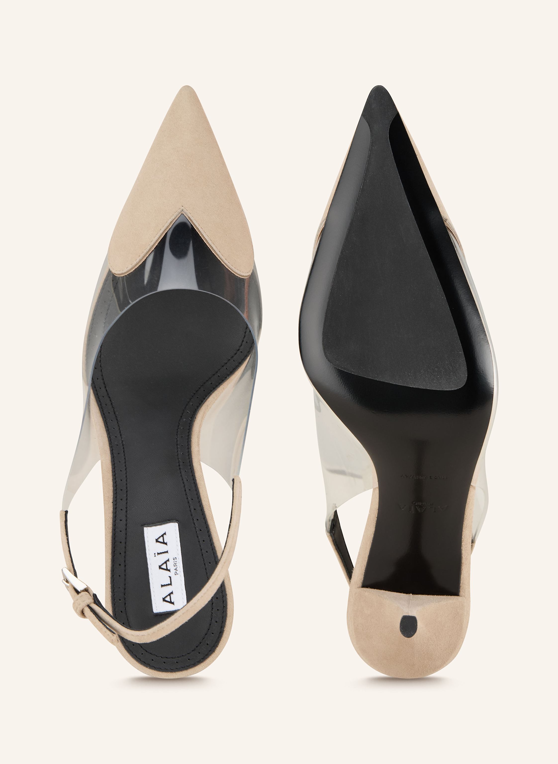 Thumbnail - Alaïa Slingpumps Le Cœur beige
