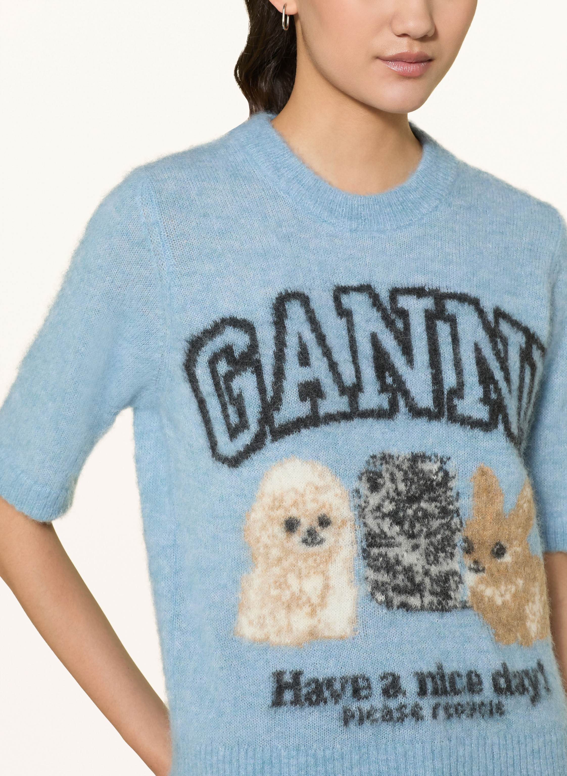 Thumbnail - Ganni Strickshirt Mit Alpaka blau