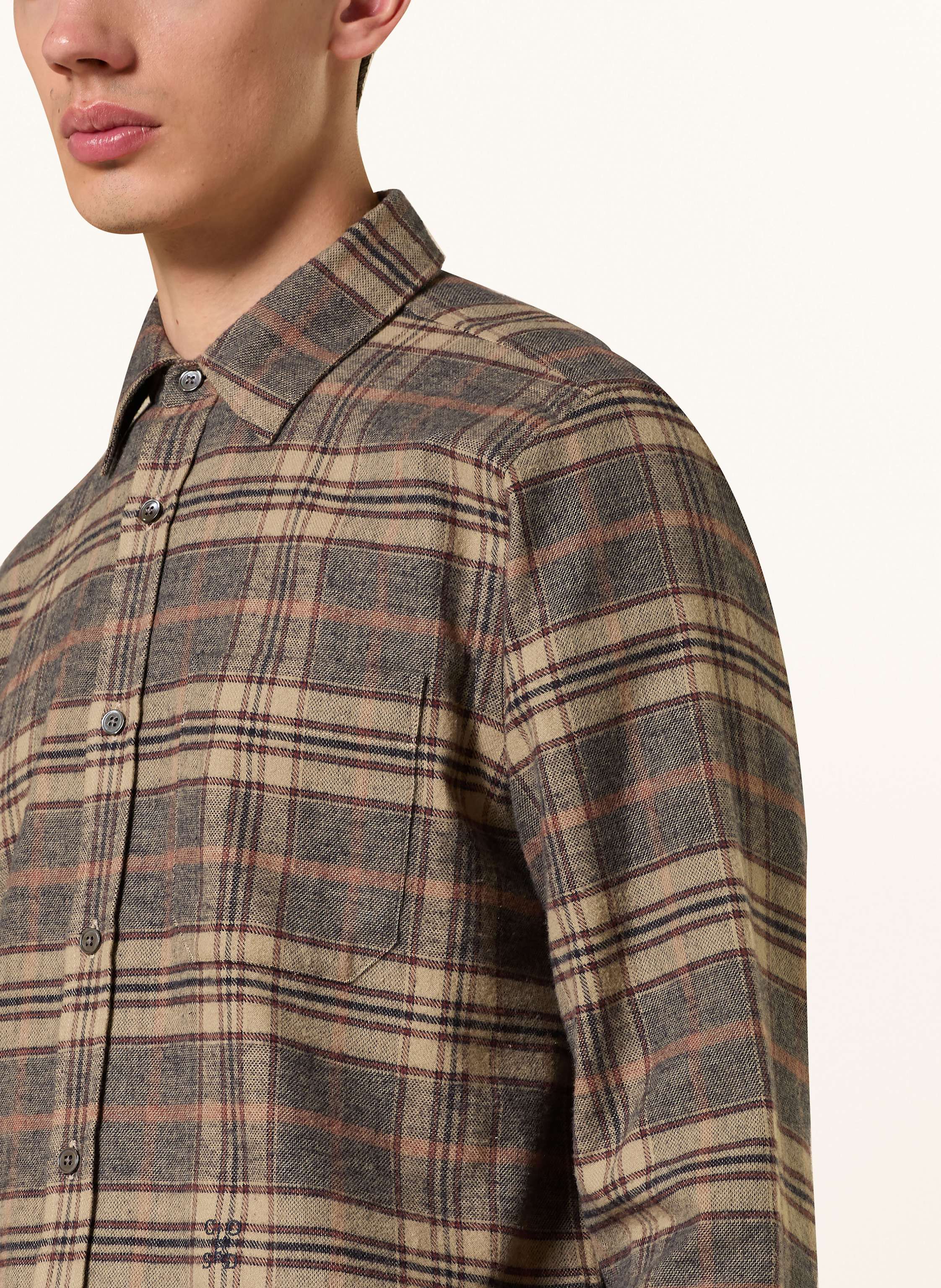 Thumbnail - Closed Flanellhemd Relaxed Fit beige