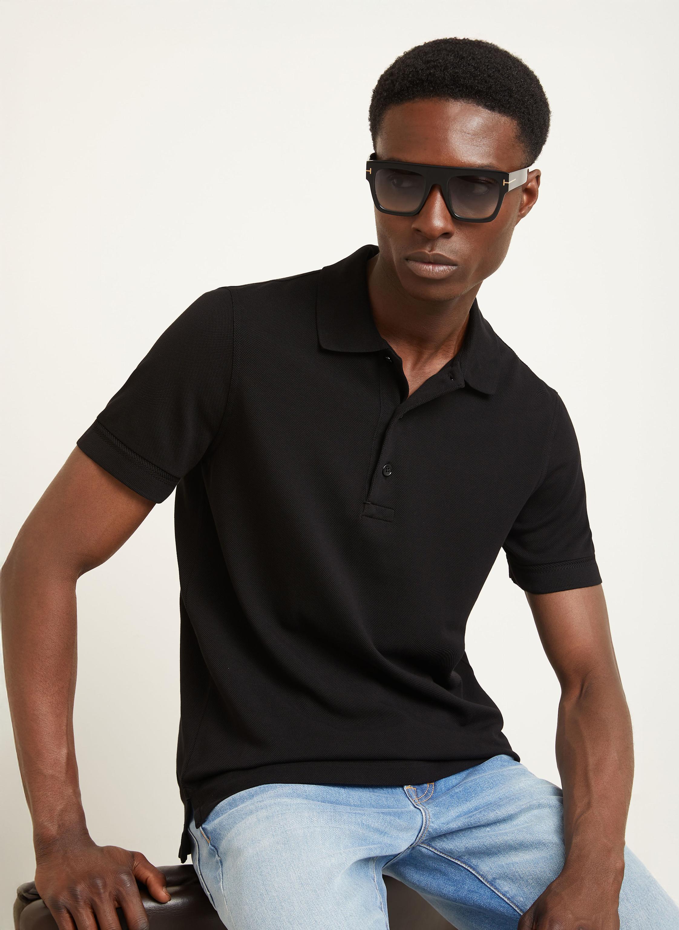 Thumbnail - Tom Ford Piqué-Poloshirt schwarz