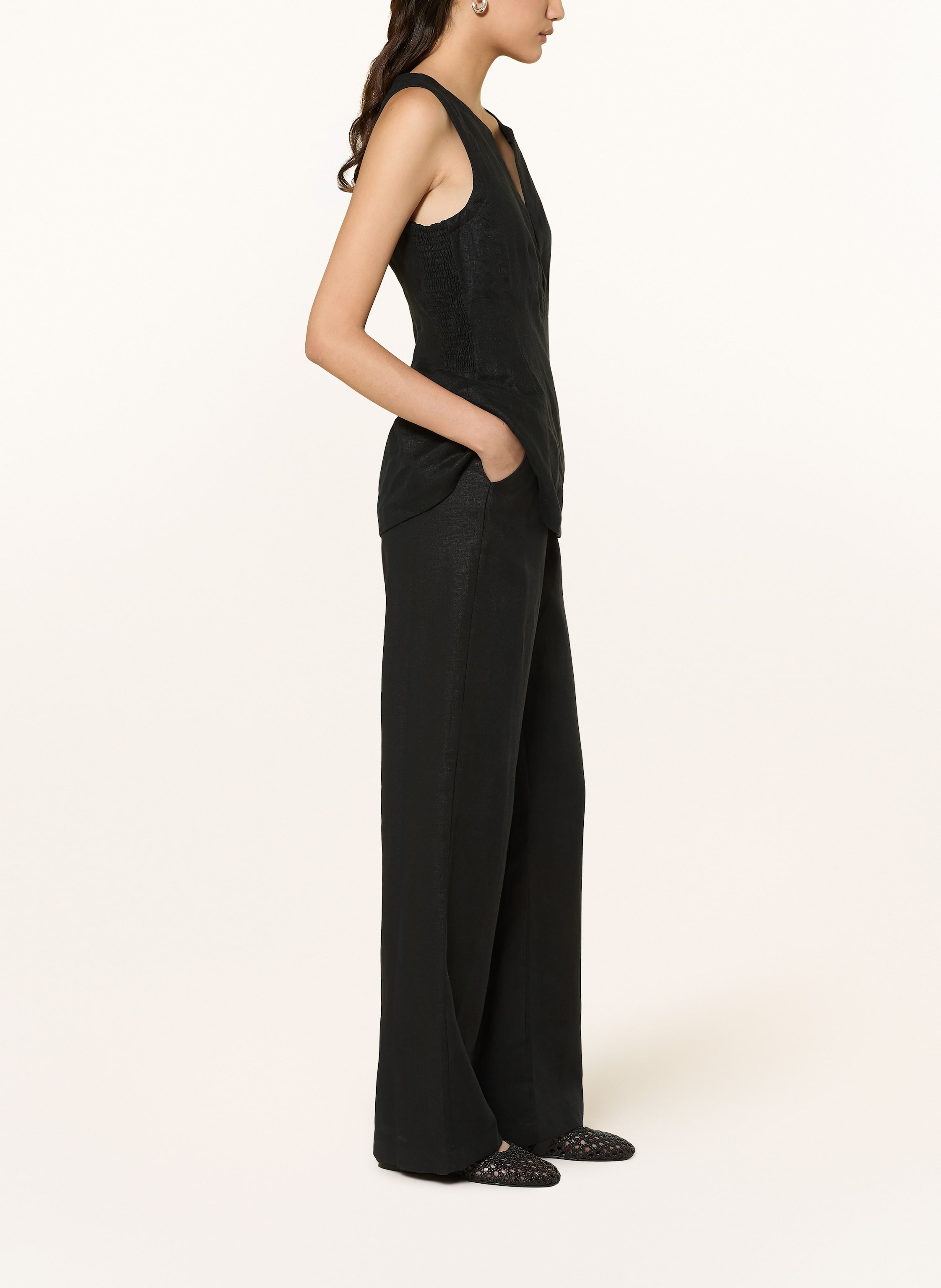 Thumbnail - Faithfull The Brand Marlenehose Sanne Aus Leinen schwarz