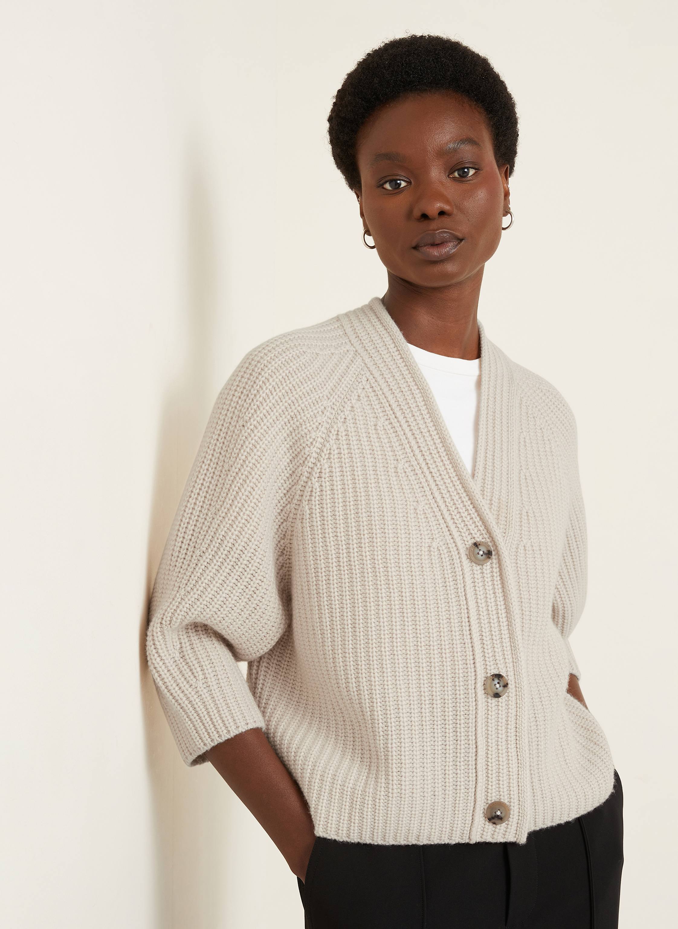 Thumbnail - Iris Von Arnim Strickjacke Fallou Mit 3/4-Arm beige