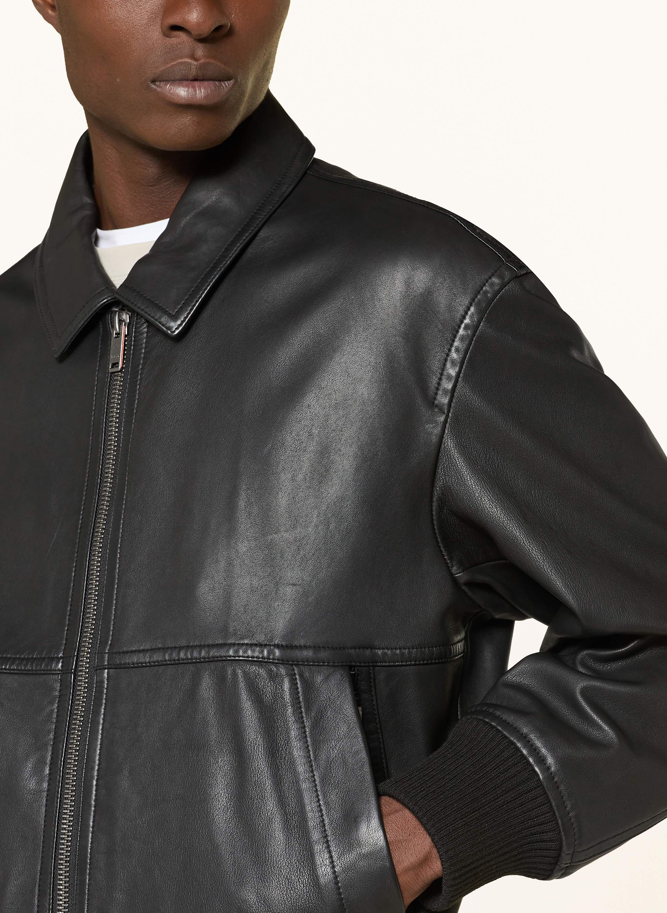 Thumbnail - Boss Lederjacke Joberg schwarz