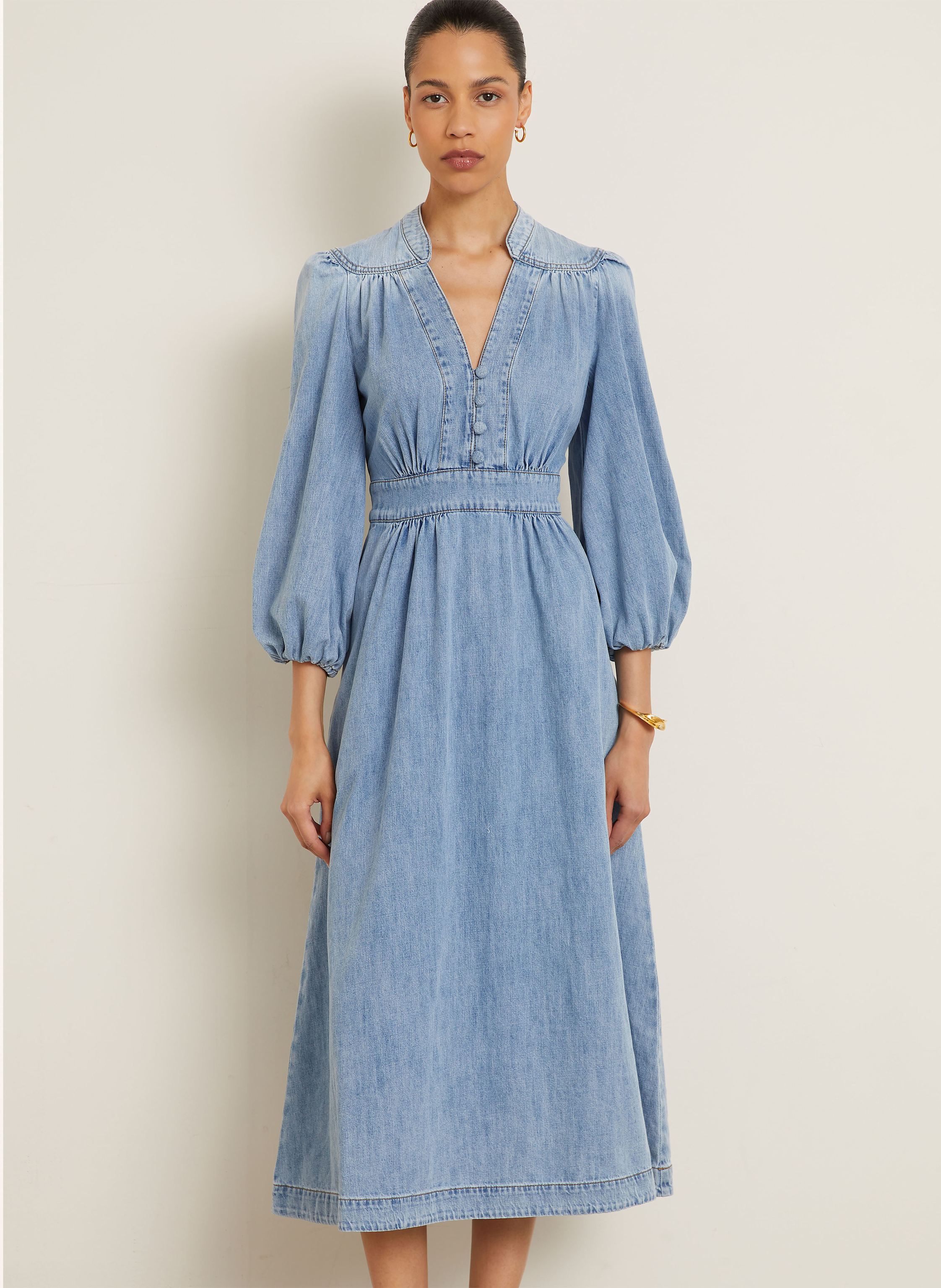 Thumbnail - Zimmermann Jeanskleid Lucky Mit 3/4-Arm blau