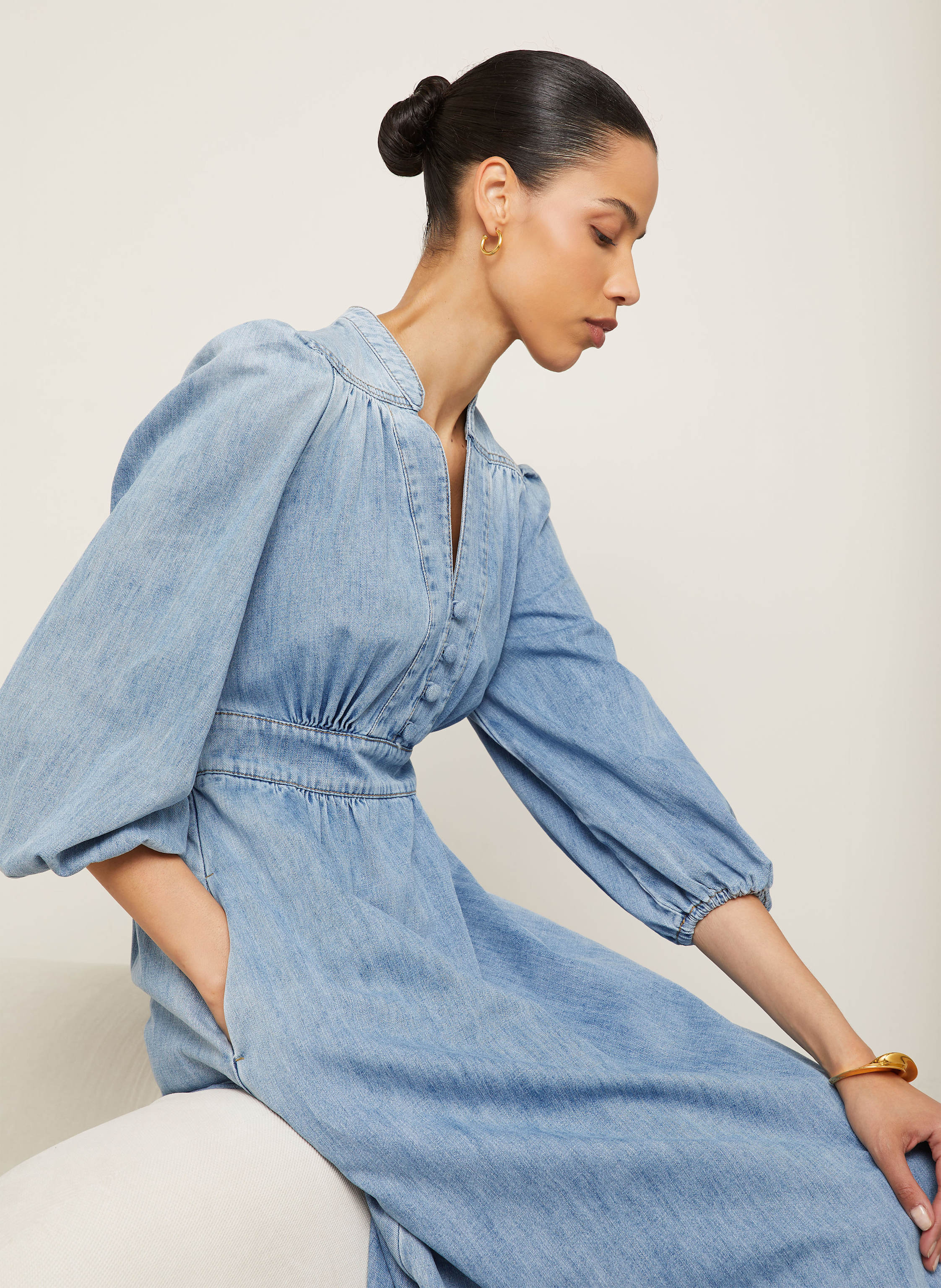 Thumbnail - Zimmermann Jeanskleid Lucky Mit 3/4-Arm blau