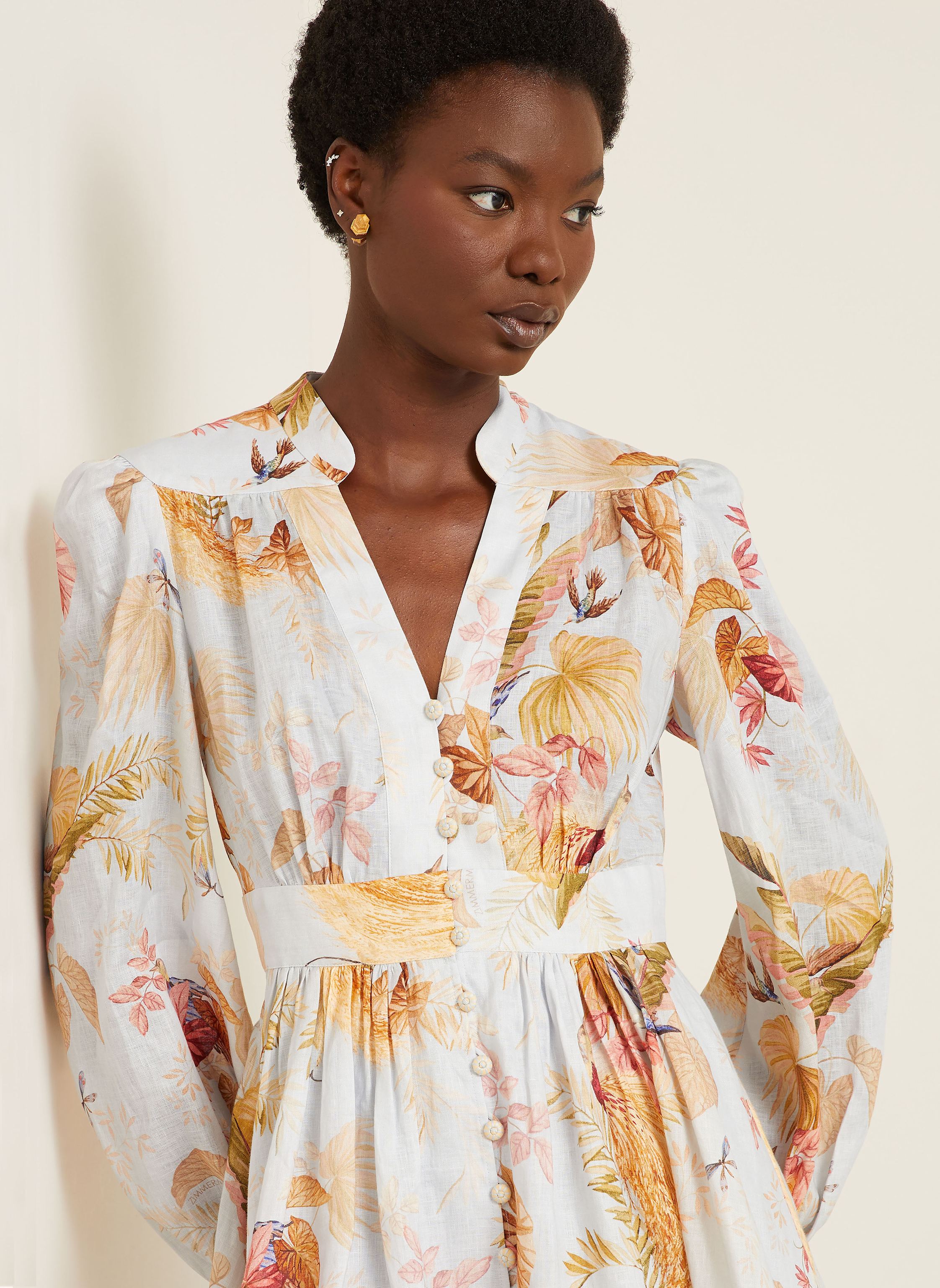 Thumbnail - Zimmermann Leinenkleid Ascension blau