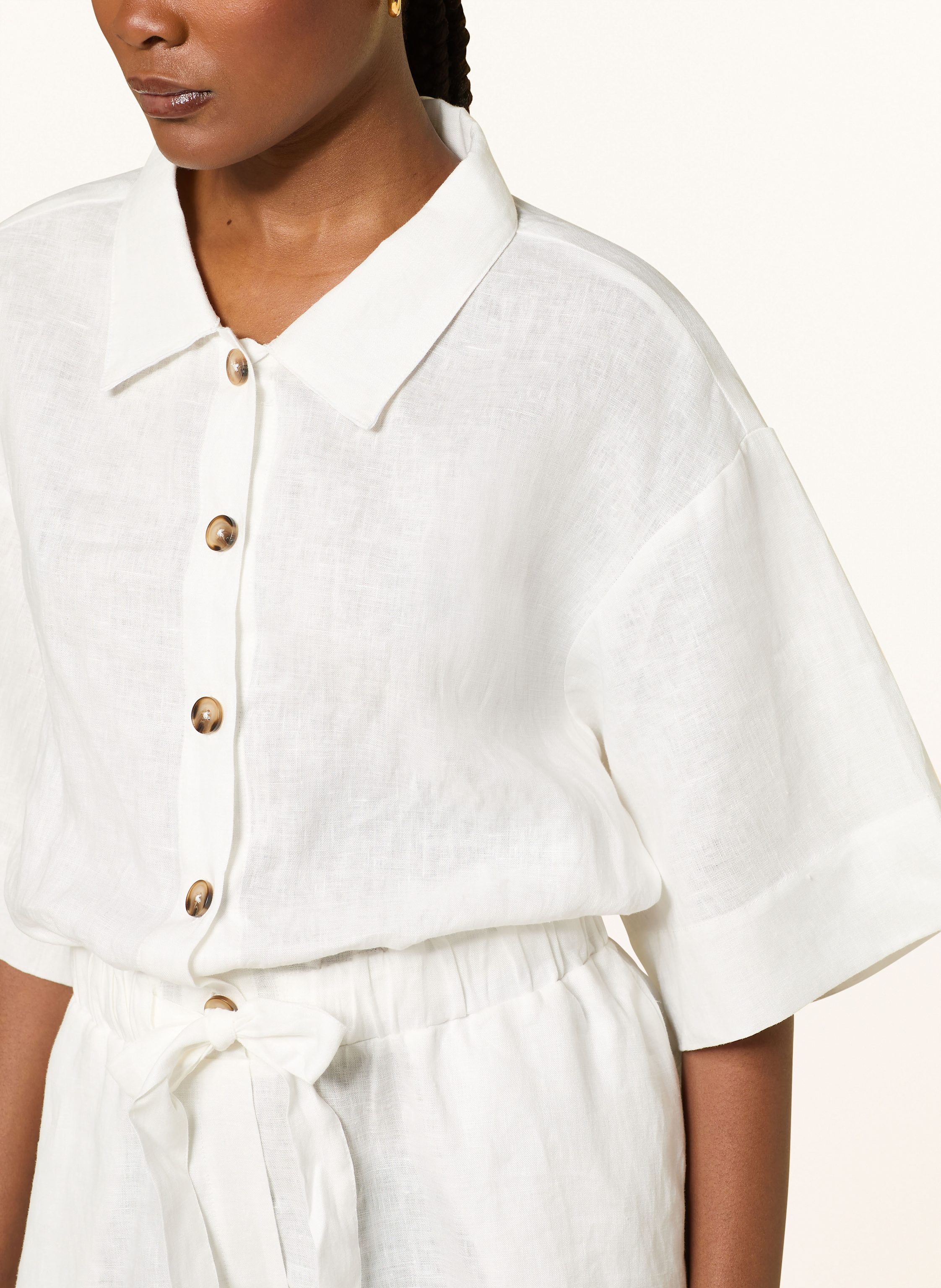 Thumbnail - Lezu Leinen-Jumpsuit Cleo weiss