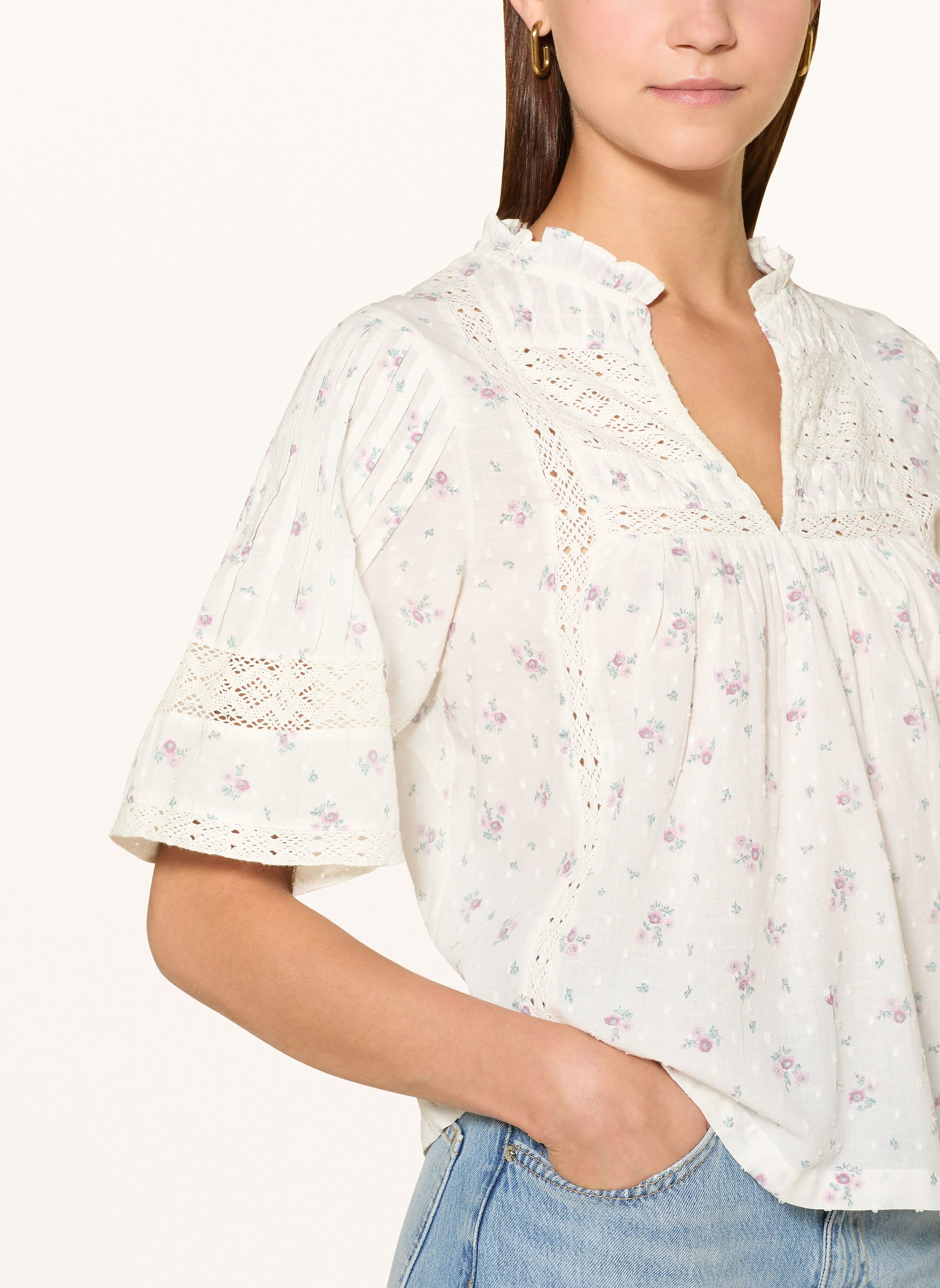 Thumbnail - Neo Noir Blusenshirt Siama Mit Spitze weiss