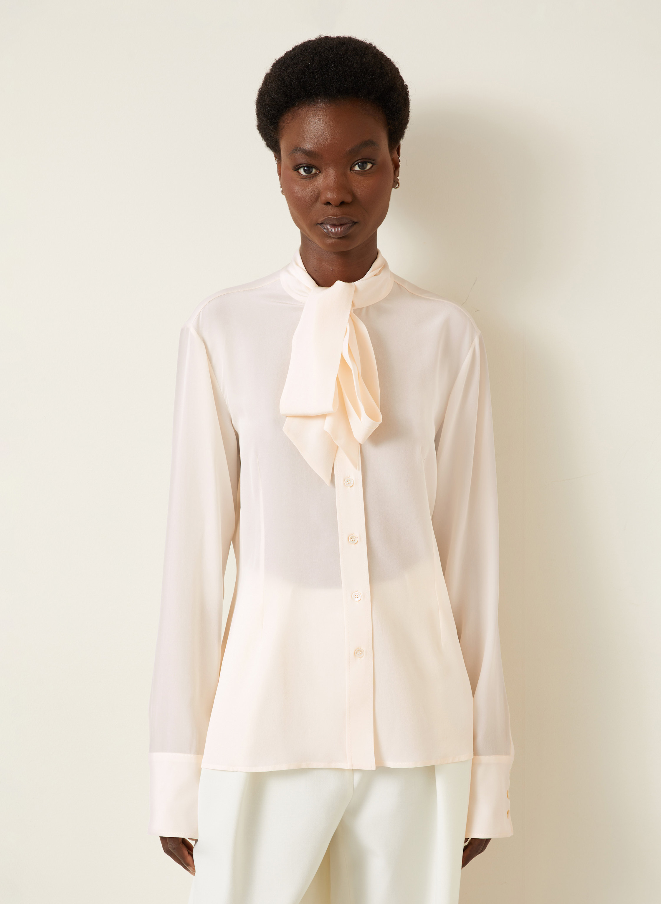 Thumbnail - Stella Mccartney Schluppenbluse Aus Seide beige