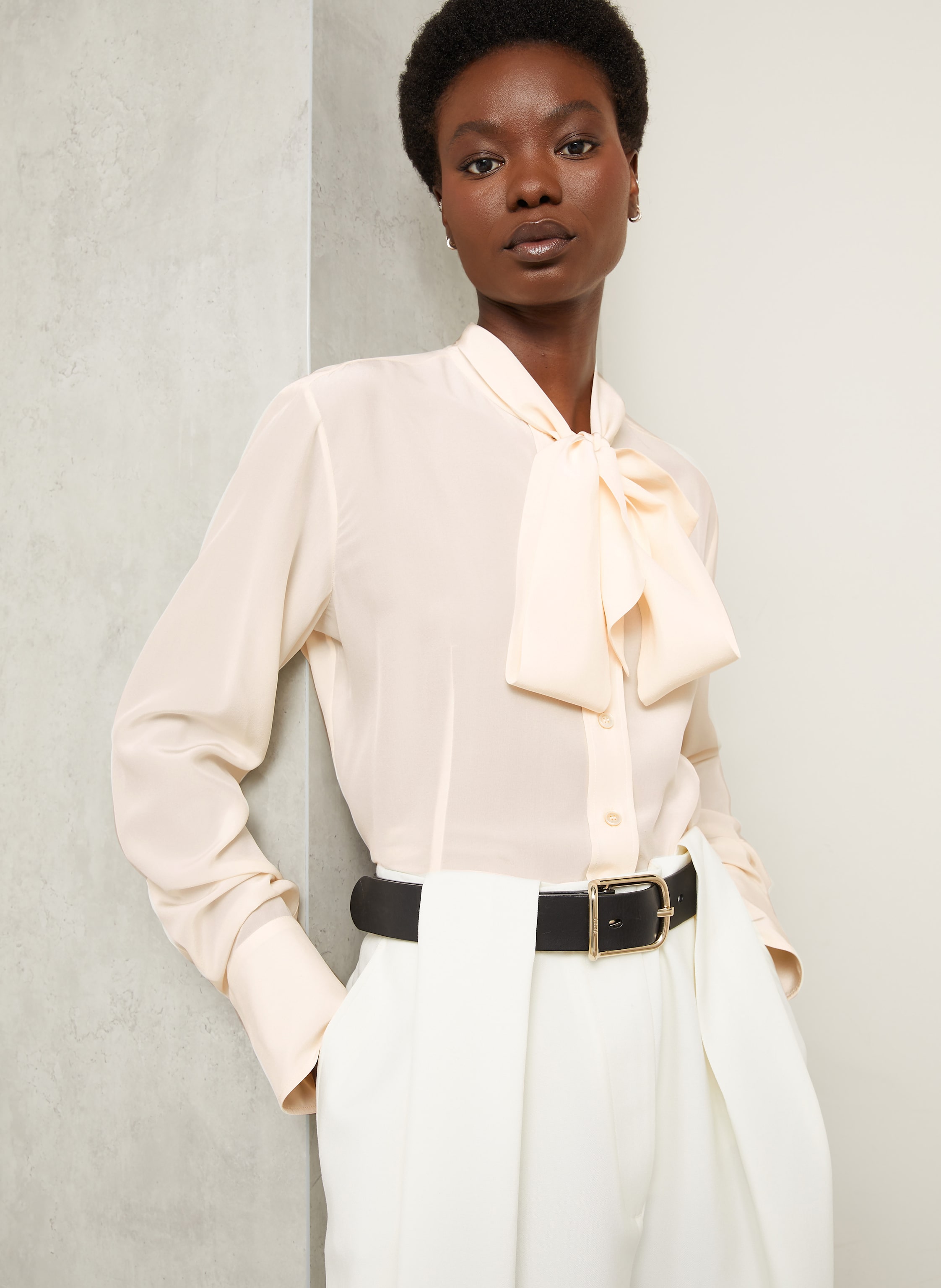 Thumbnail - Stella Mccartney Schluppenbluse Aus Seide beige