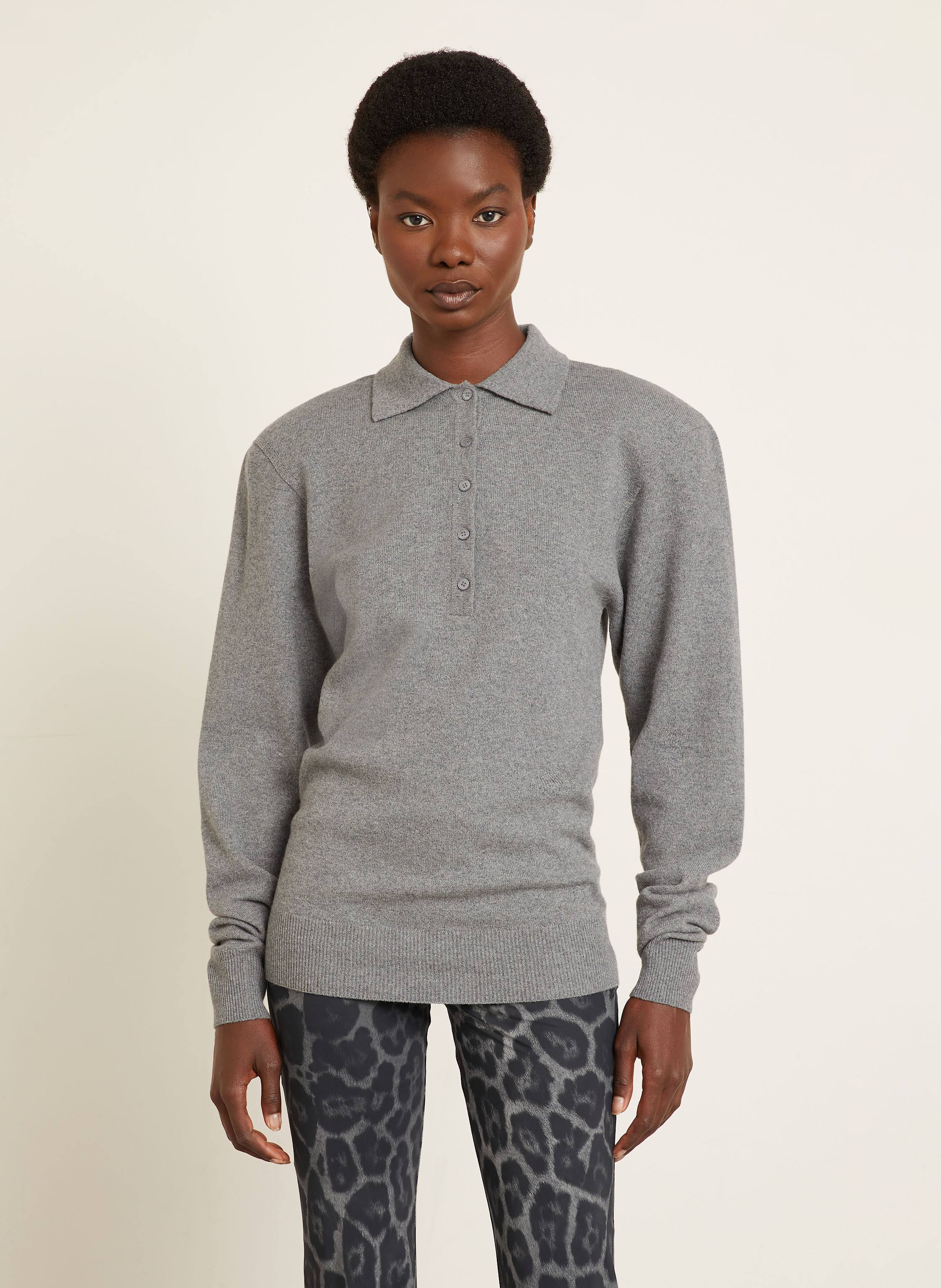Thumbnail - Stella Mccartney Strick-Poloshirt Aus Cashmere grau