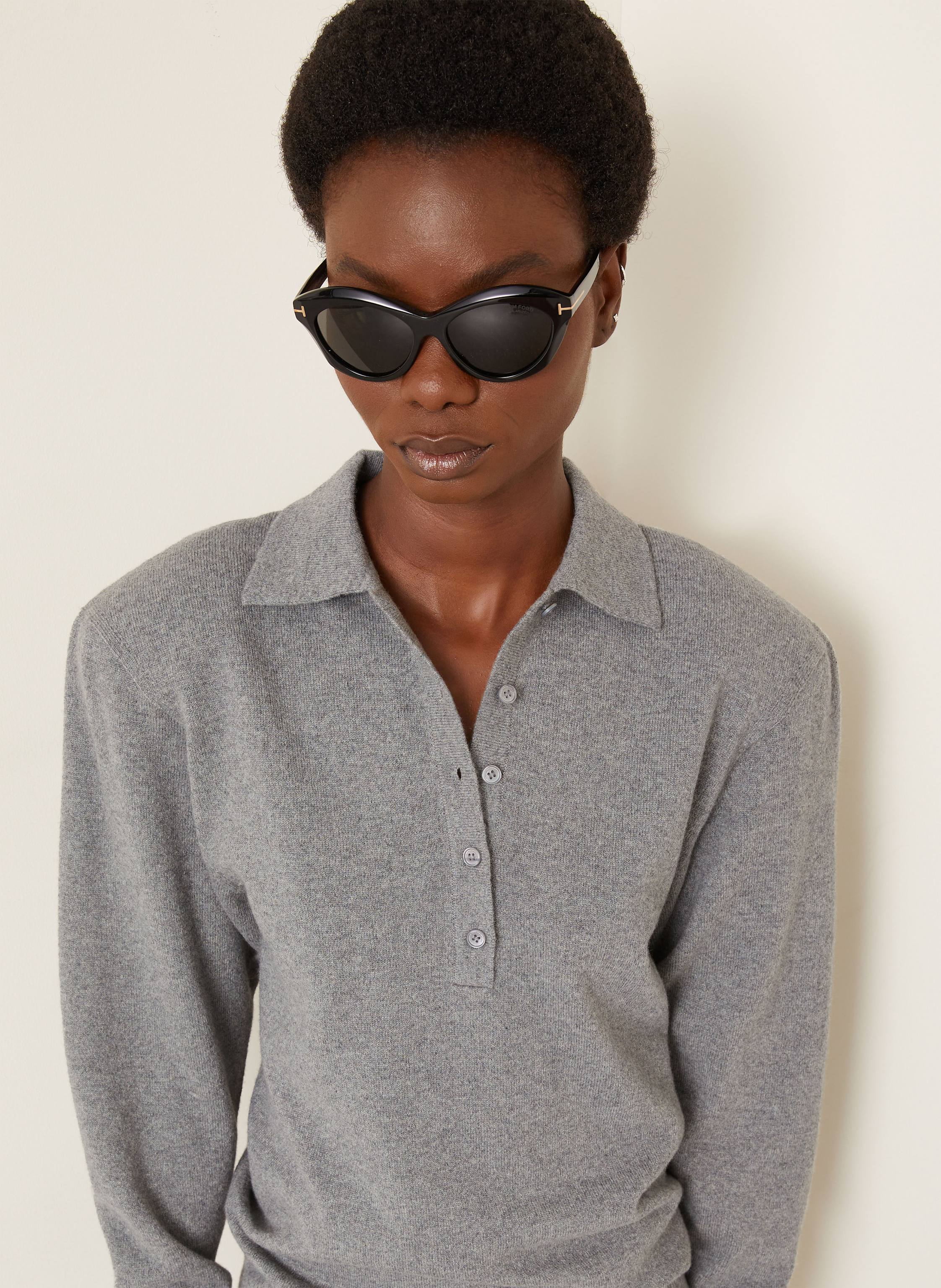 Thumbnail - Stella Mccartney Strick-Poloshirt Aus Cashmere grau