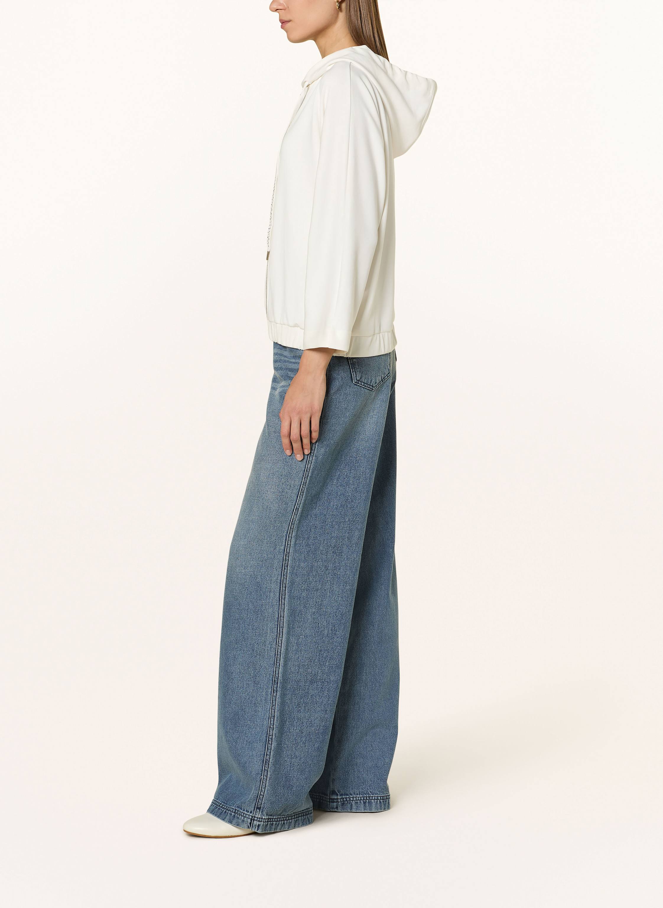 Thumbnail - More & More Sweatjacke Mit 3/4-Arm Und Schmucksteinen weiss