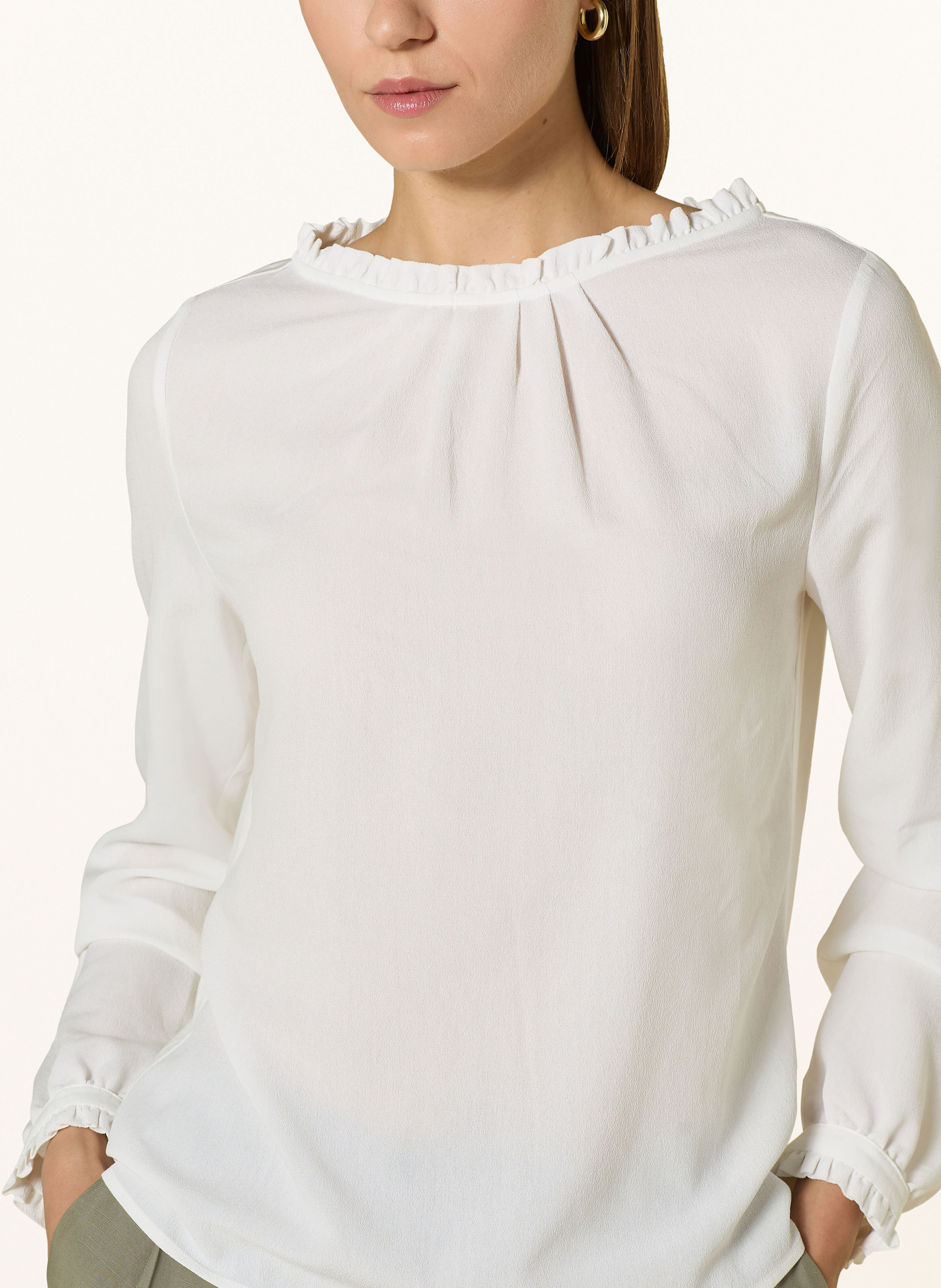 Thumbnail - More & More Blusenshirt Im Materialmix Mit Rüschen weiss