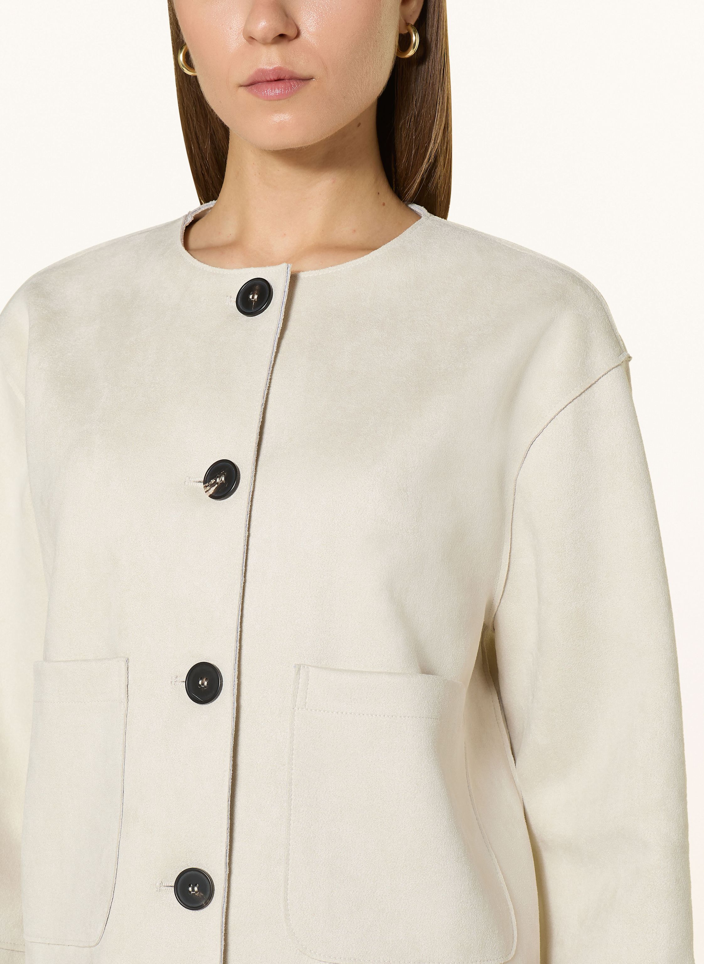 Thumbnail - More & More Jersey-Kastenjacke In Lederoptik weiss