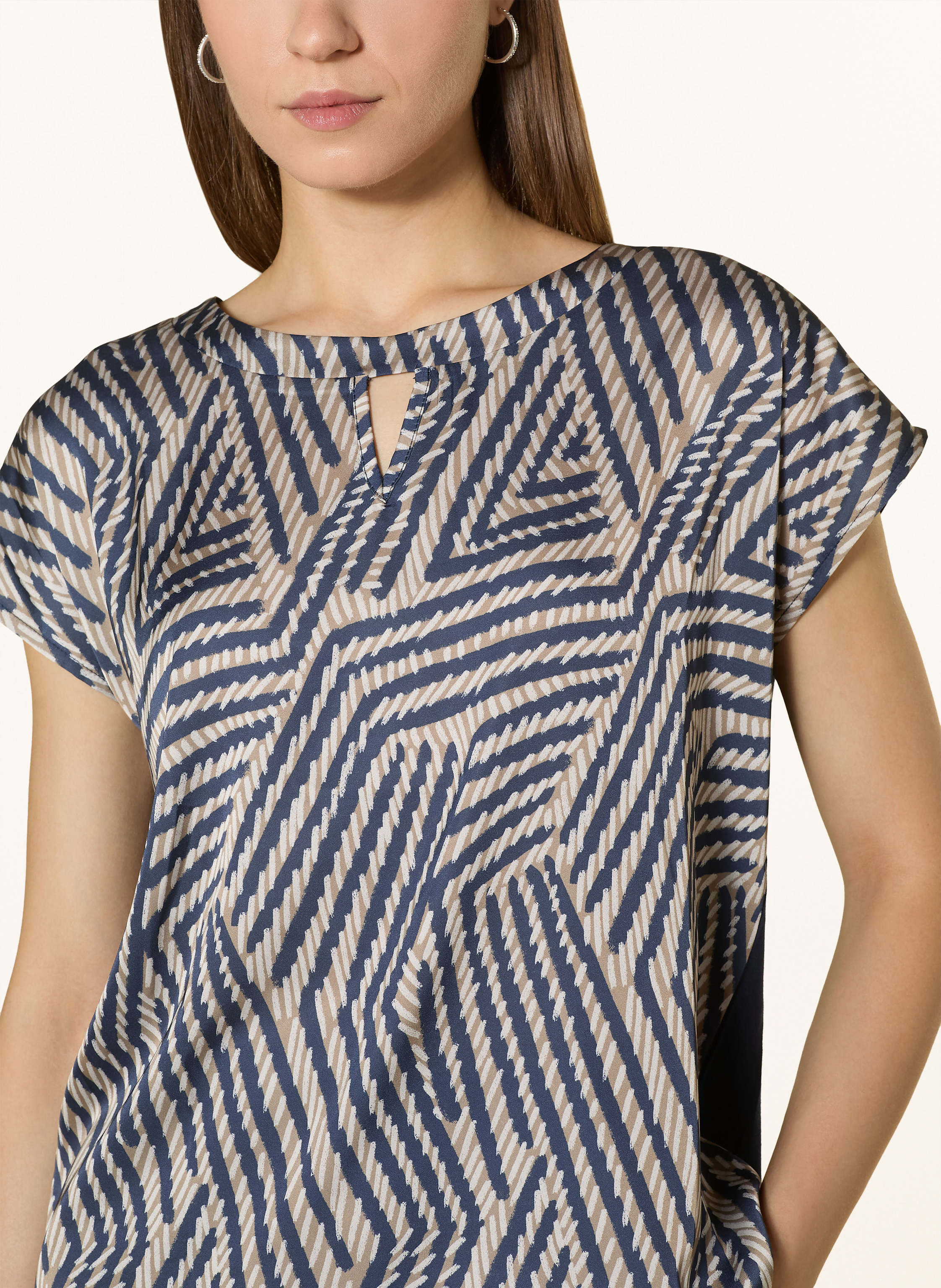 Thumbnail - More & More Blusentop Im Materialmix blau