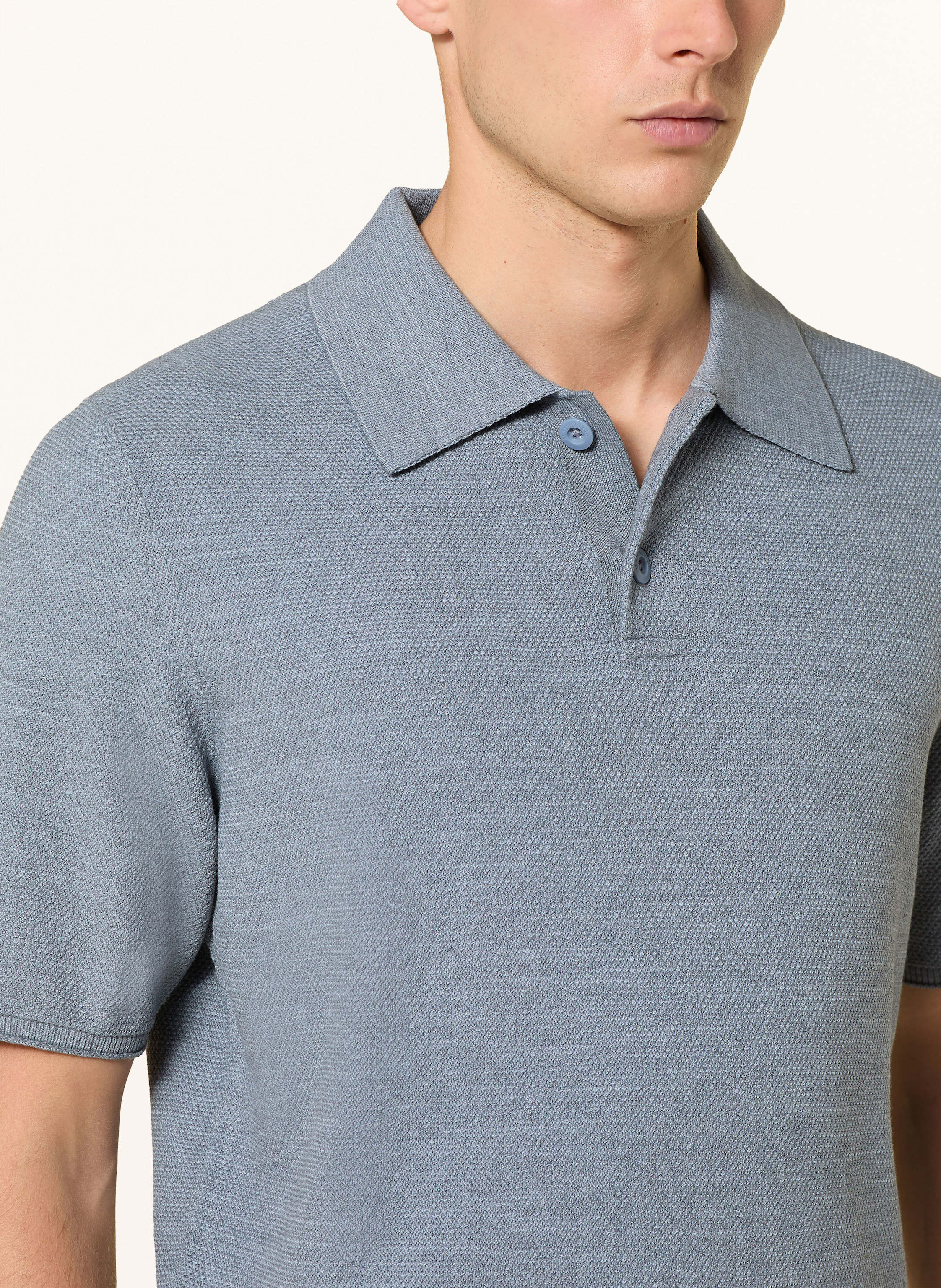 Thumbnail - Marc O'polo Strick-Poloshirt Regular Fit blau