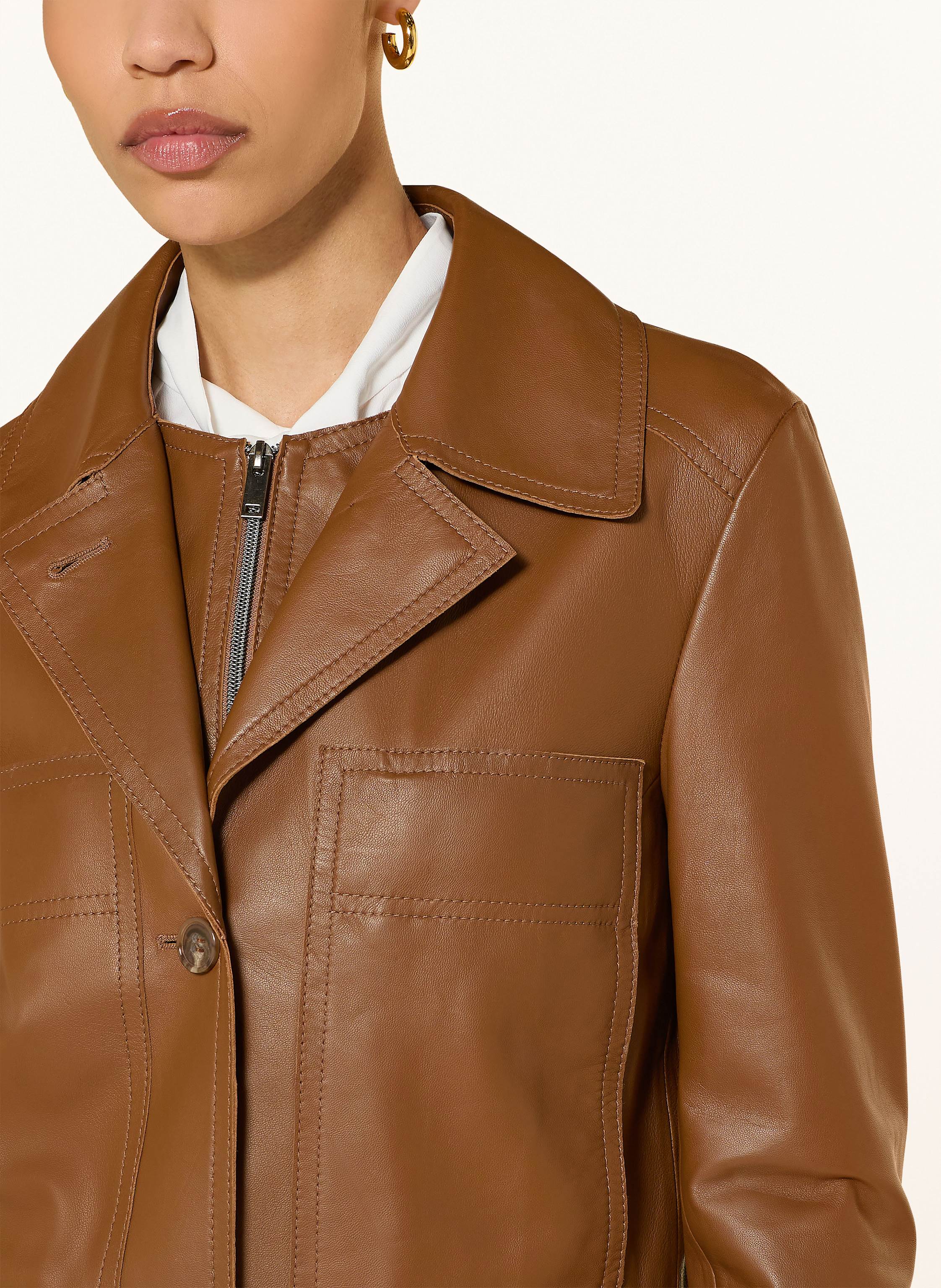 Thumbnail - Luisa Cerano Lederjacke Mit Blende braun