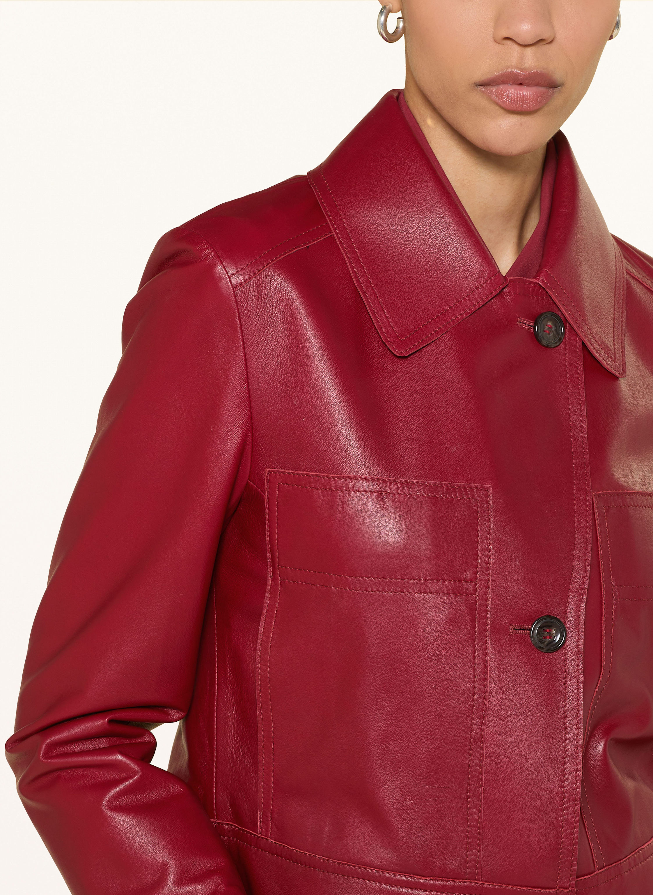 Thumbnail - Luisa Cerano Lederjacke Mit Blende rot