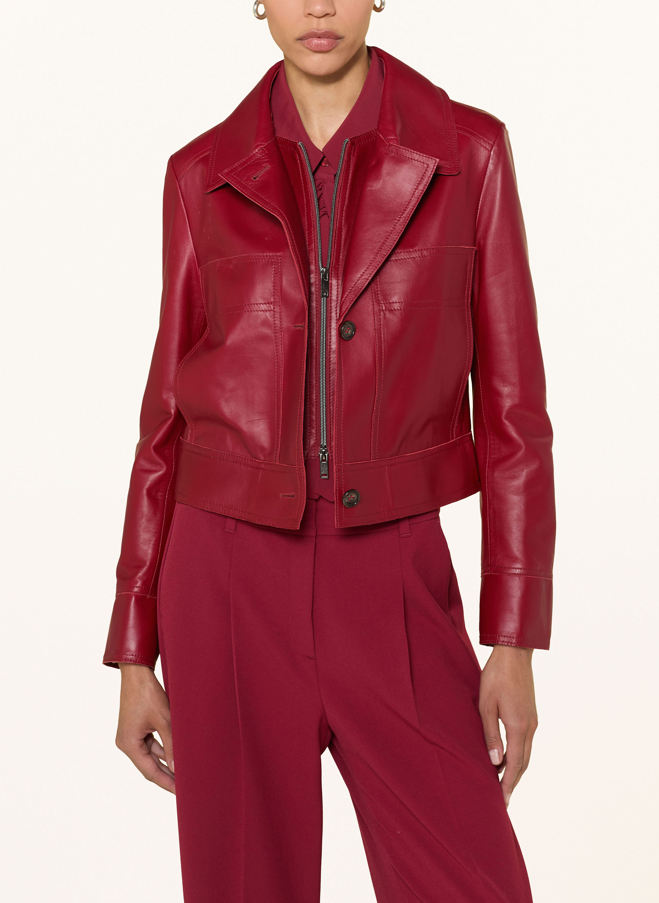 Thumbnail - Luisa Cerano Lederjacke Mit Blende rot