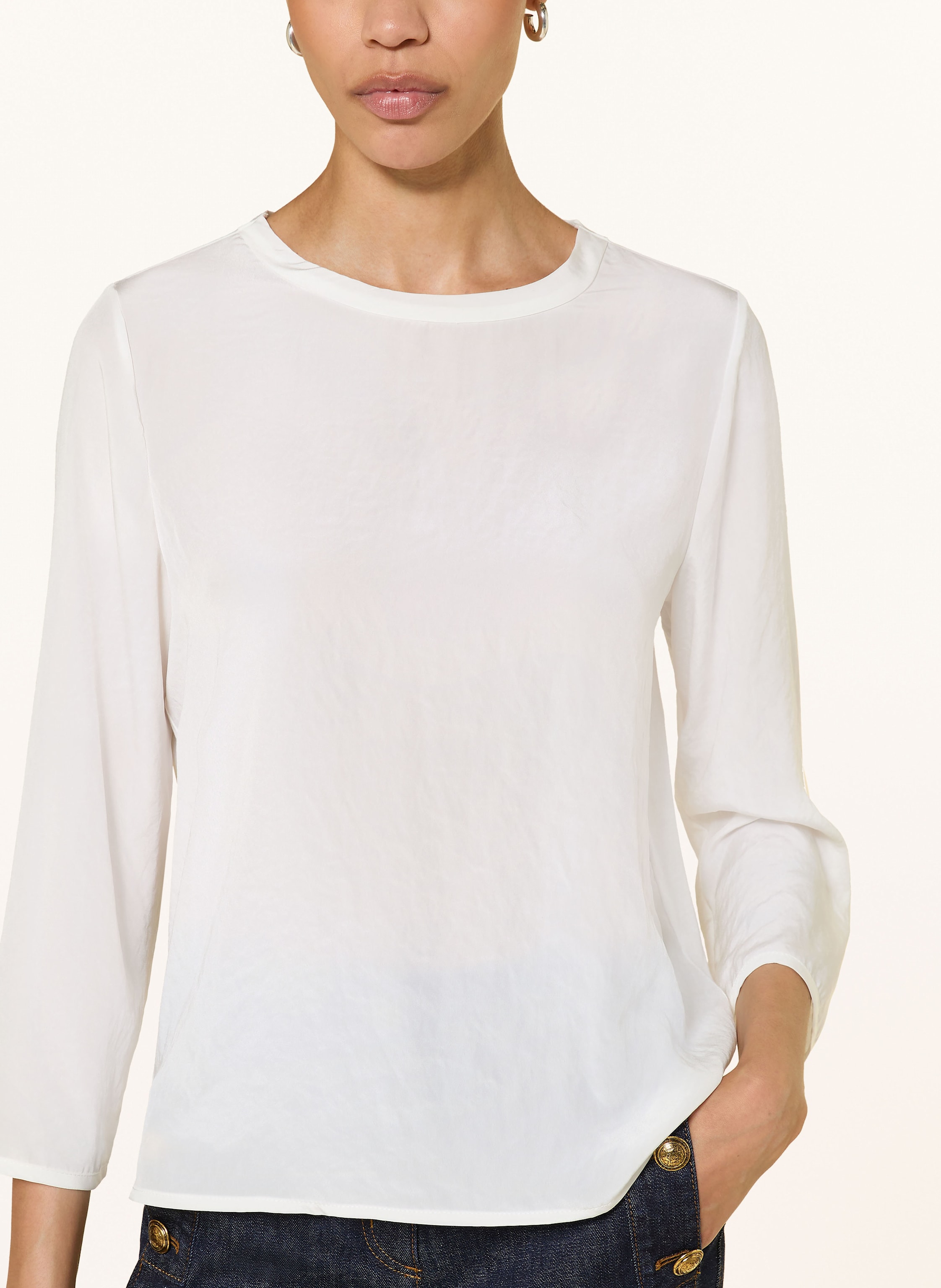 Thumbnail - Luisa Cerano Blusenshirt Aus Satin Mit 3/4-Arm weiss