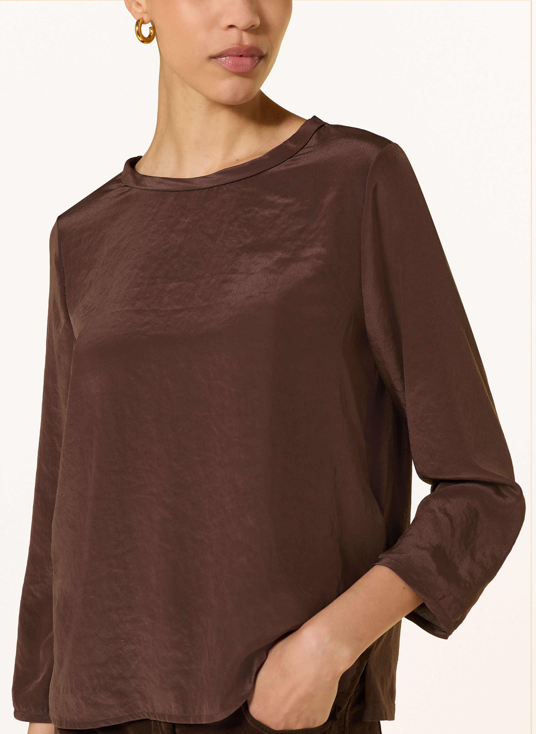 Thumbnail - Luisa Cerano Blusenshirt Aus Satin Mit 3/4-Arm braun