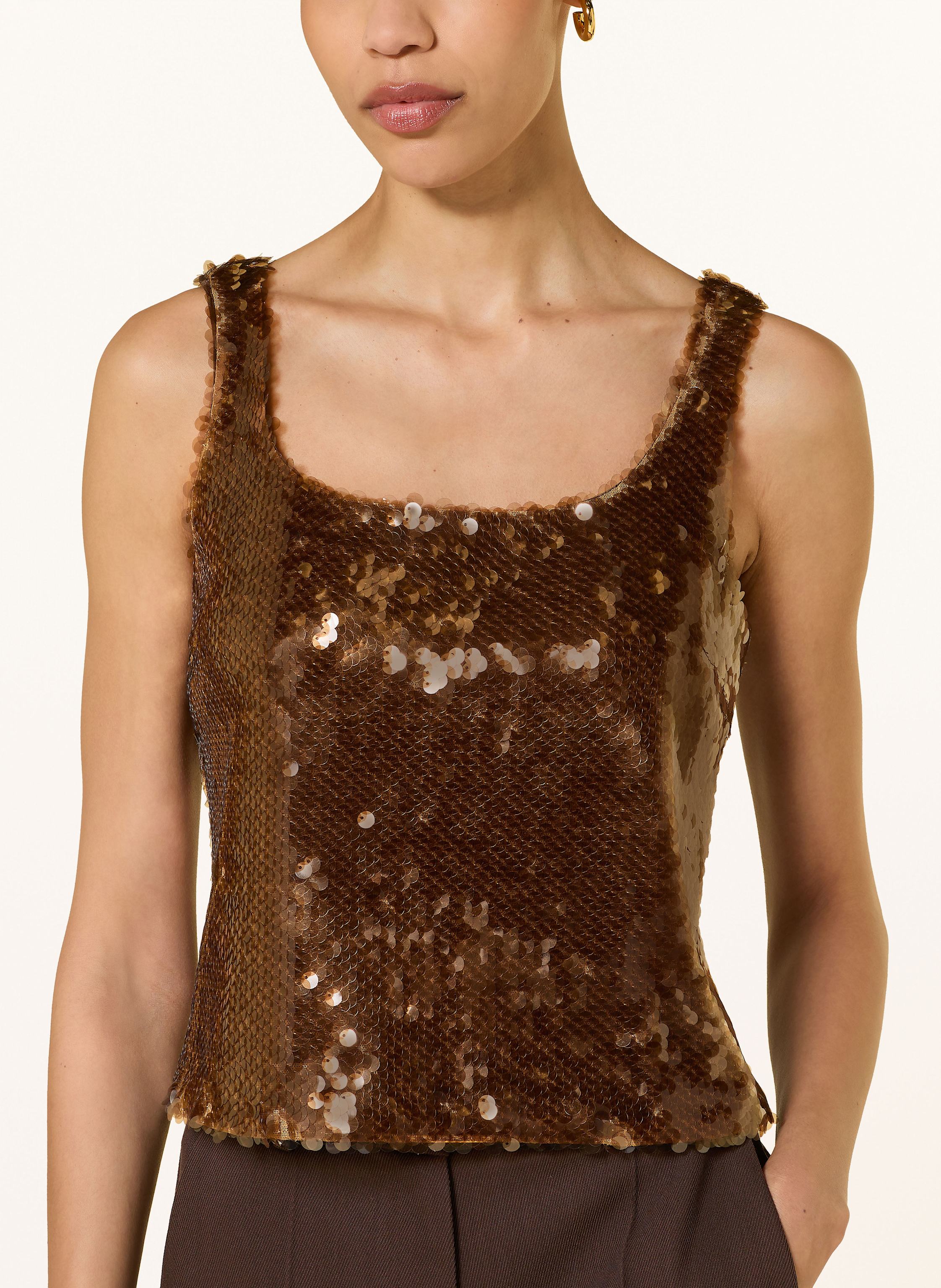 Thumbnail - Luisa Cerano Top Mit Pailletten braun