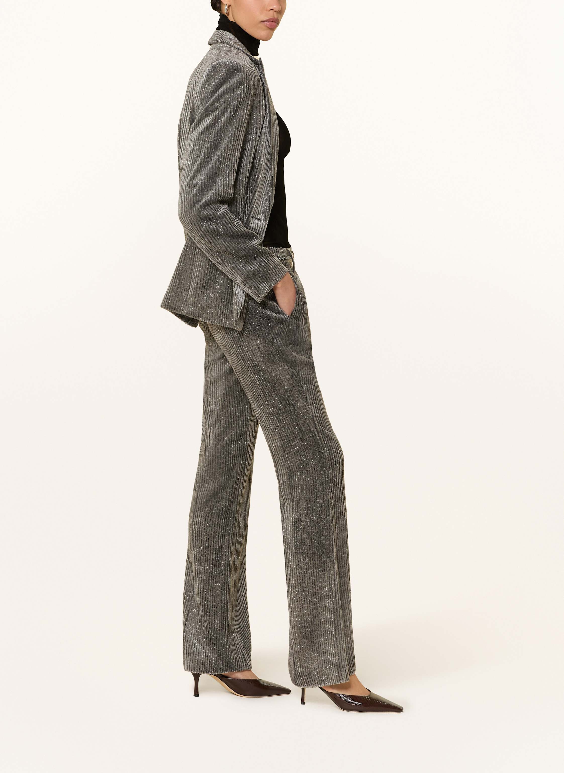 Thumbnail - Luisa Cerano Bootcut-Hose Aus Cord Mit Glitzergarn grau