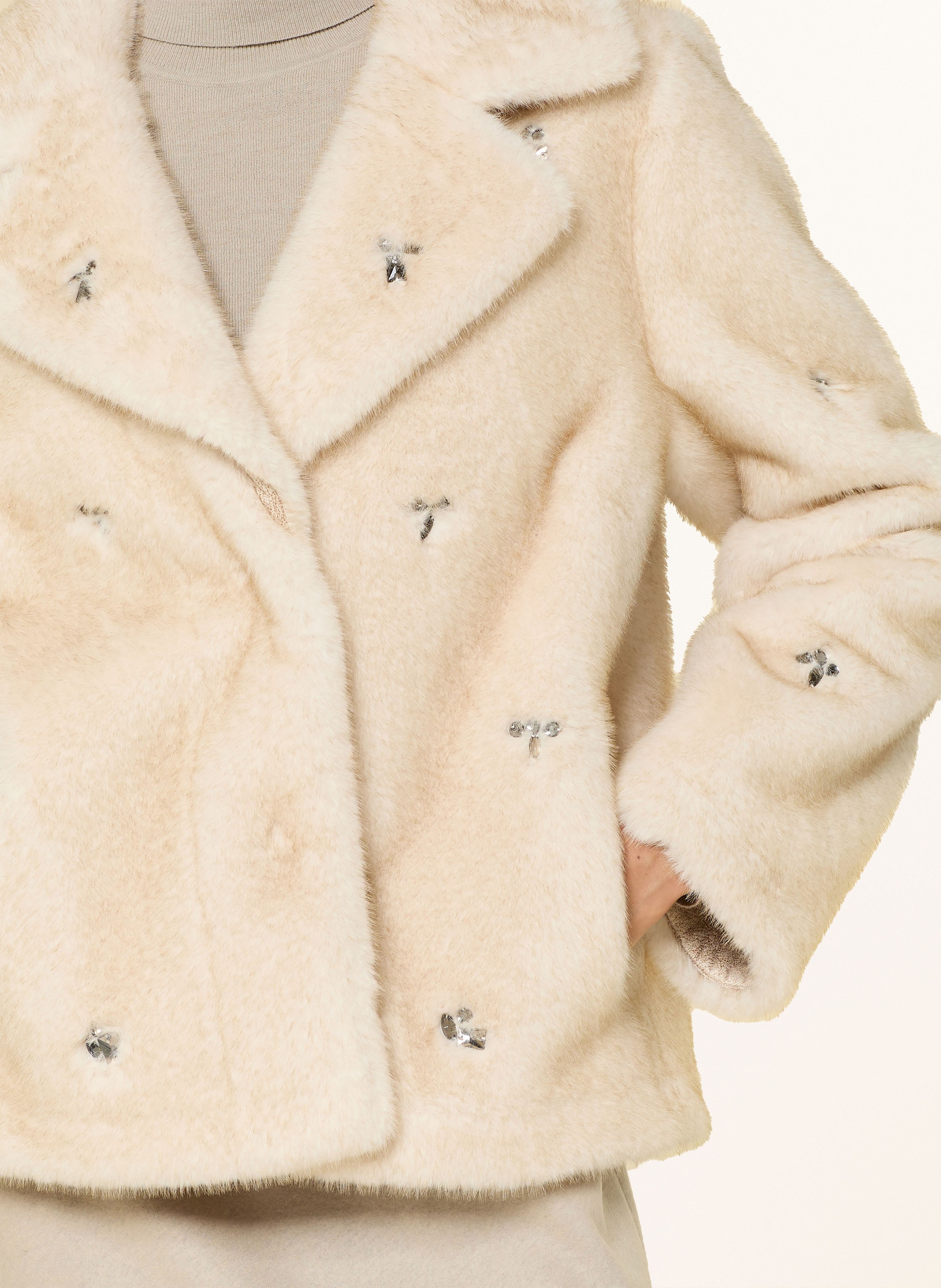 Thumbnail - Luisa Cerano Kunstpelz-Jacke Mit Schmucksteinen weiss