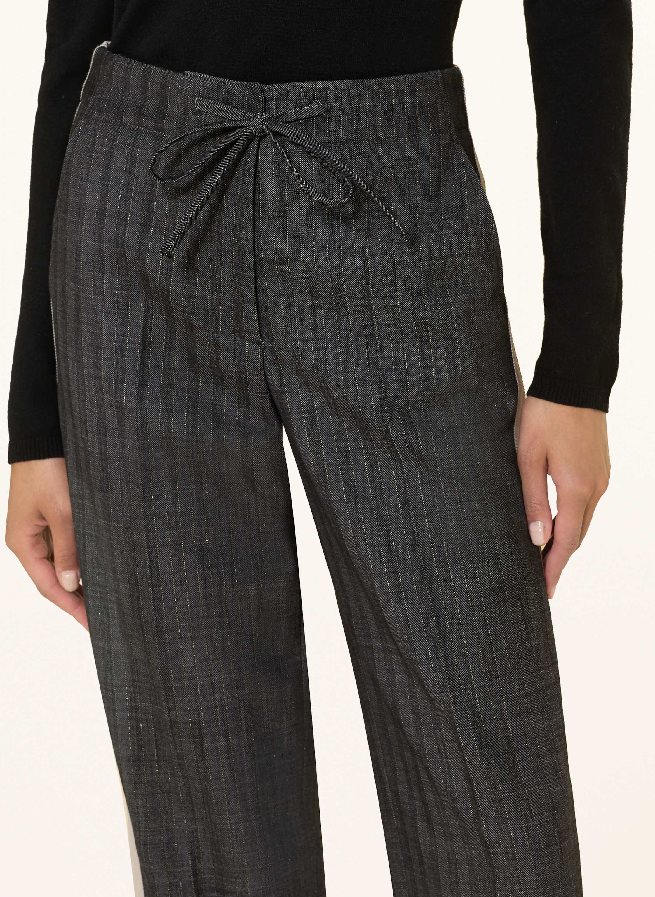 Thumbnail - Luisa Cerano Hose Mit Glitzergarn Und Galonstreifen grau