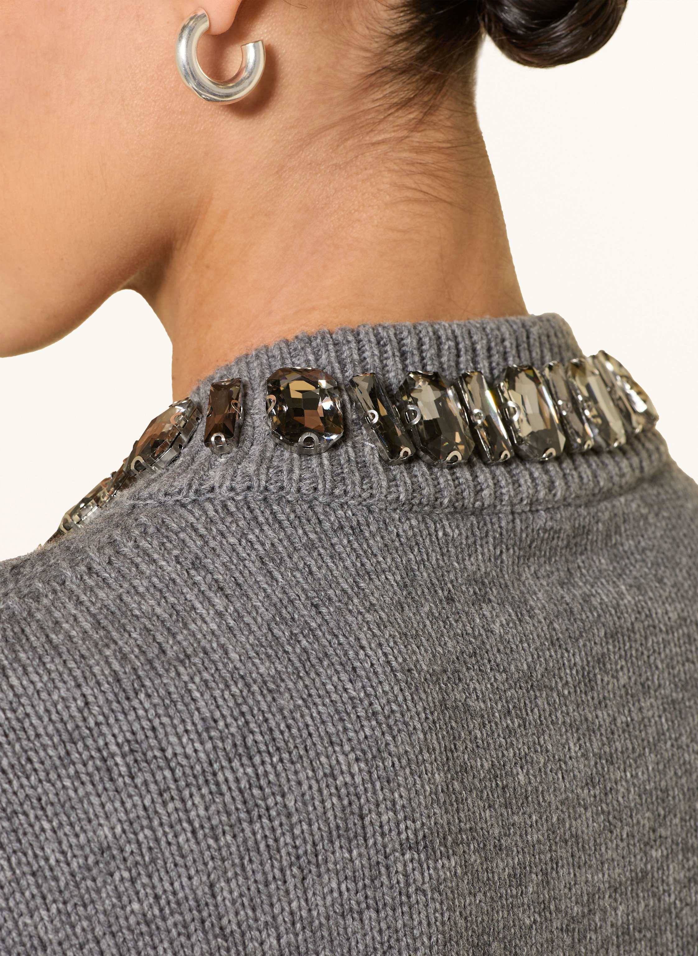 Thumbnail - Sem Per Lei Strickjacke Mit Schmucksteinen grau