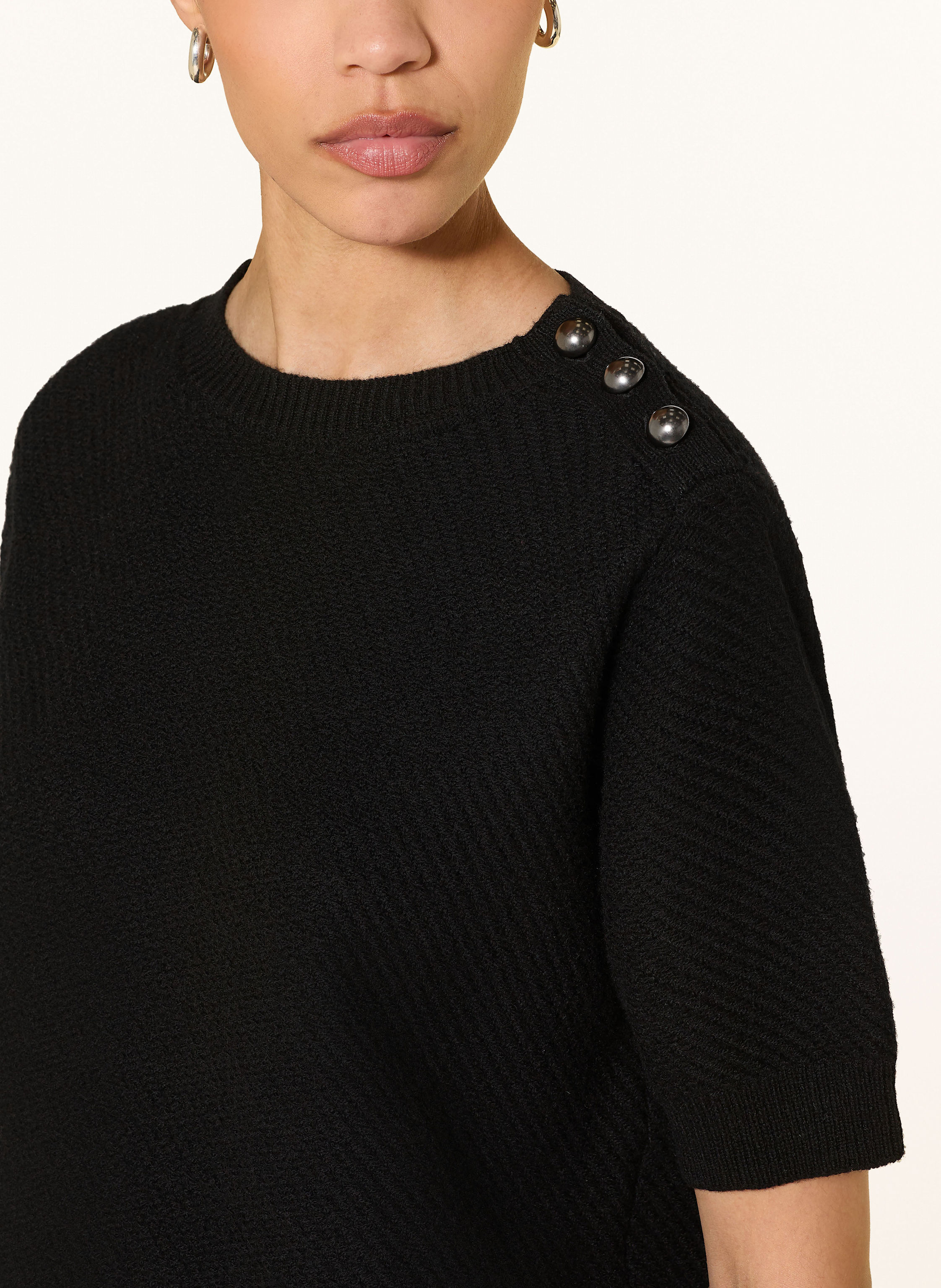 Thumbnail - Sem Per Lei Strickshirt Aus Bouclé schwarz