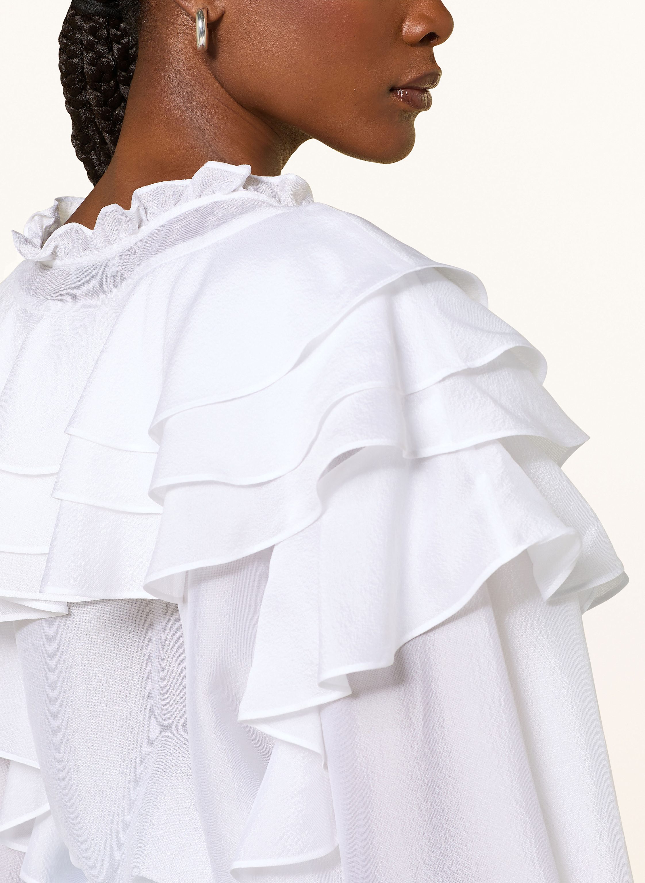 Thumbnail - Mrs & Hugs Blusenshirt Aus Seide Mit Volants weiss