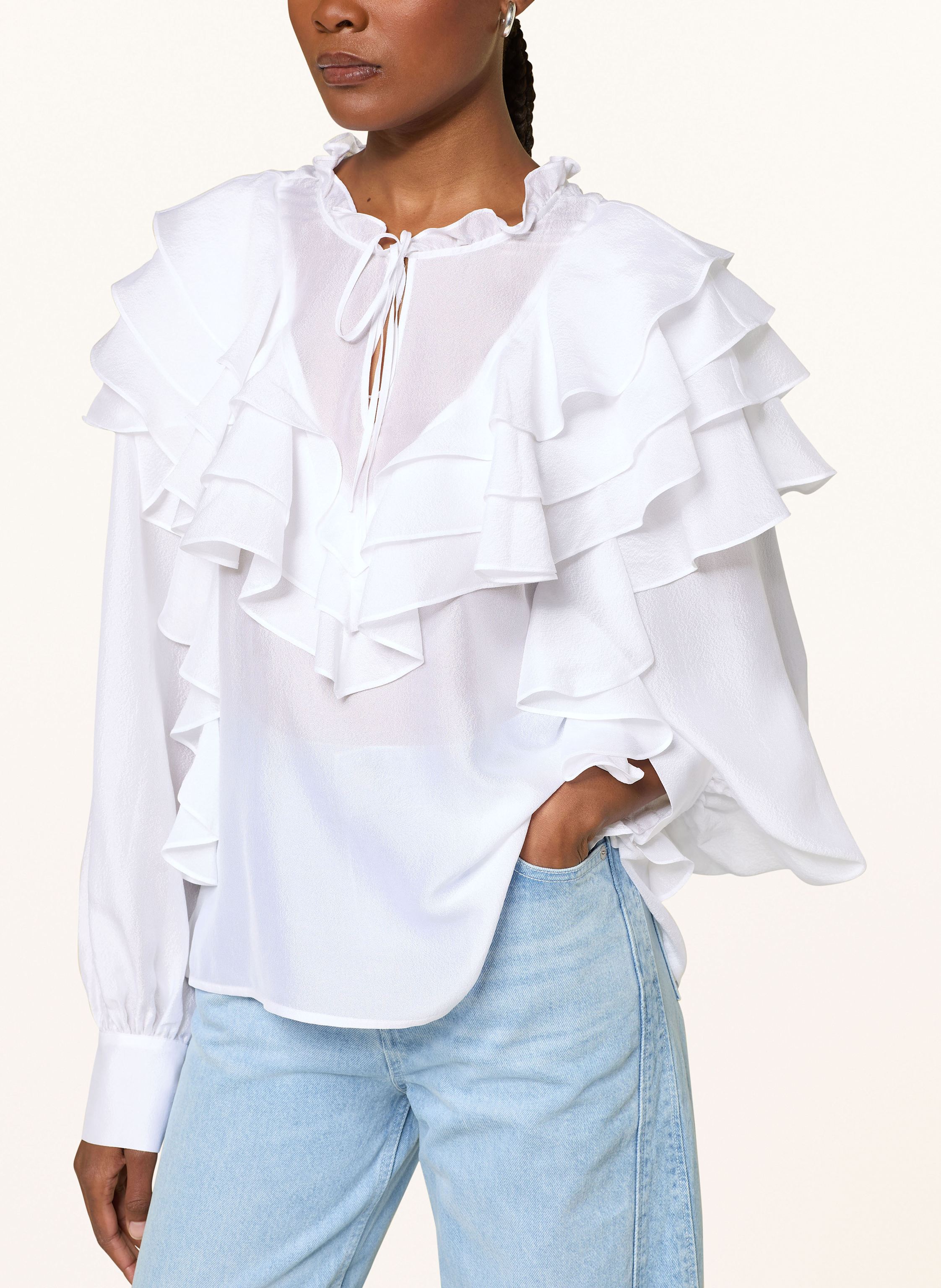 Thumbnail - Mrs & Hugs Blusenshirt Aus Seide Mit Volants weiss