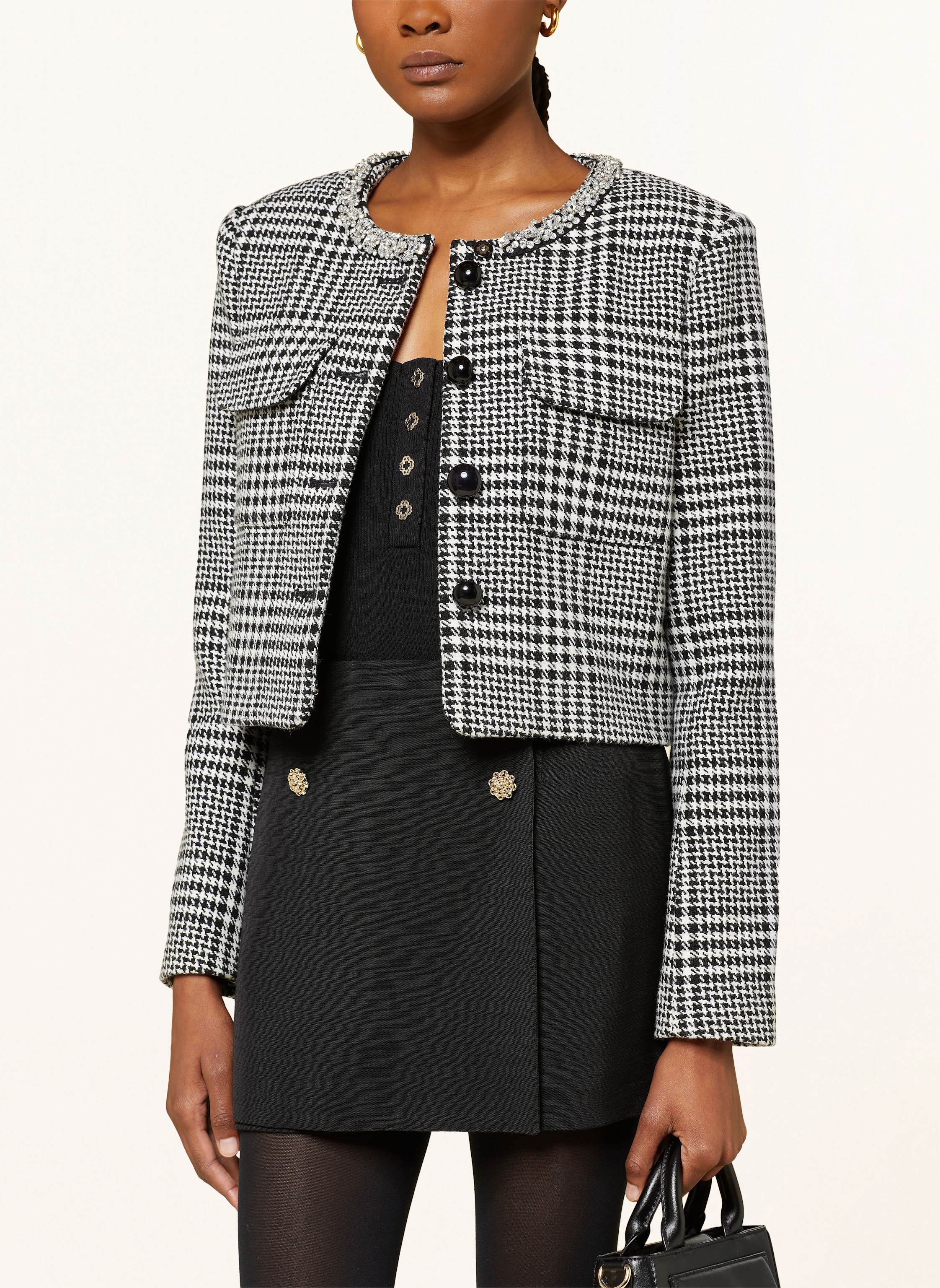 Thumbnail - Self-Portrait Tweed-Jacke schwarz