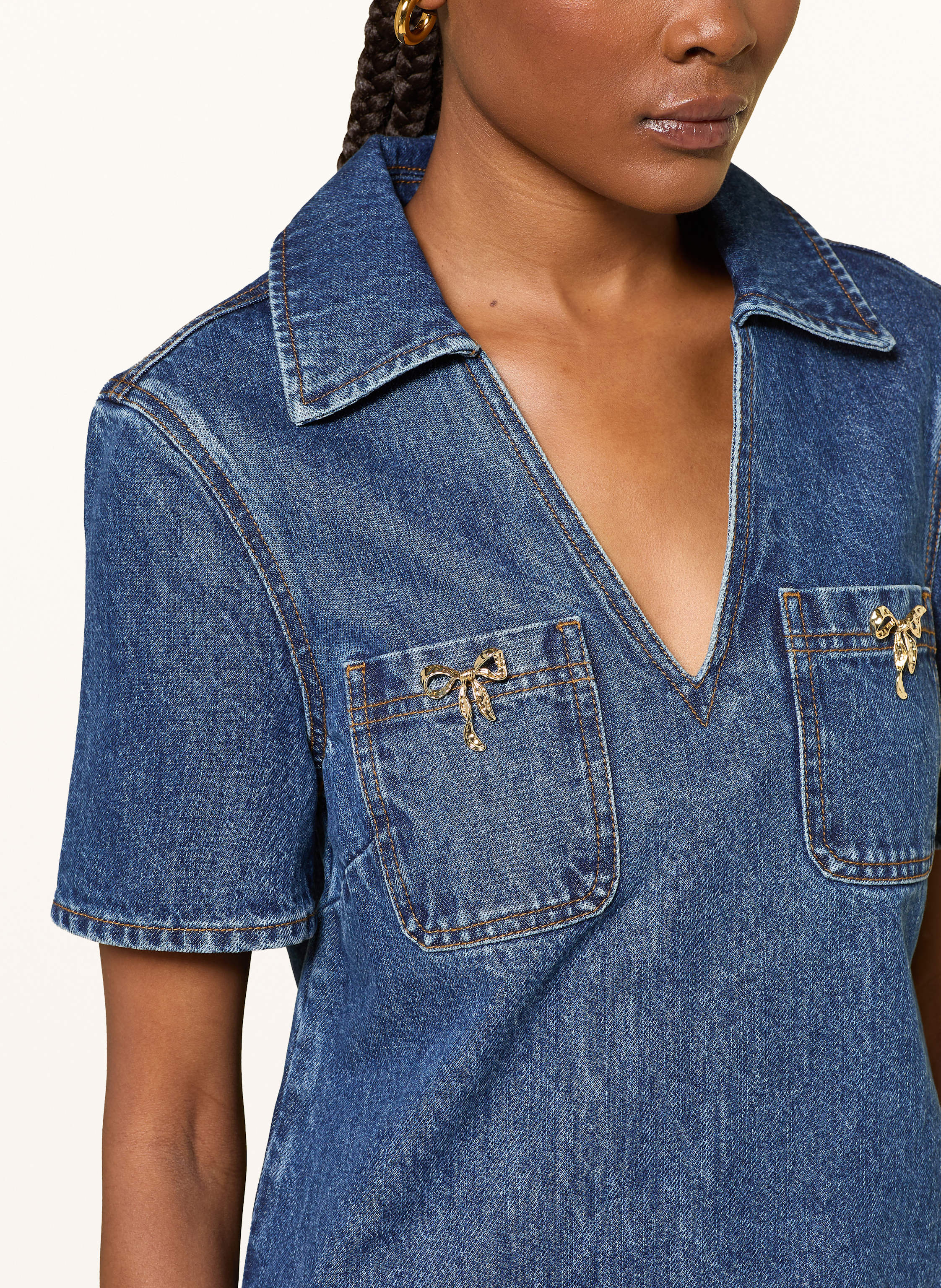 Thumbnail - Self-Portrait Jeanskleid blau