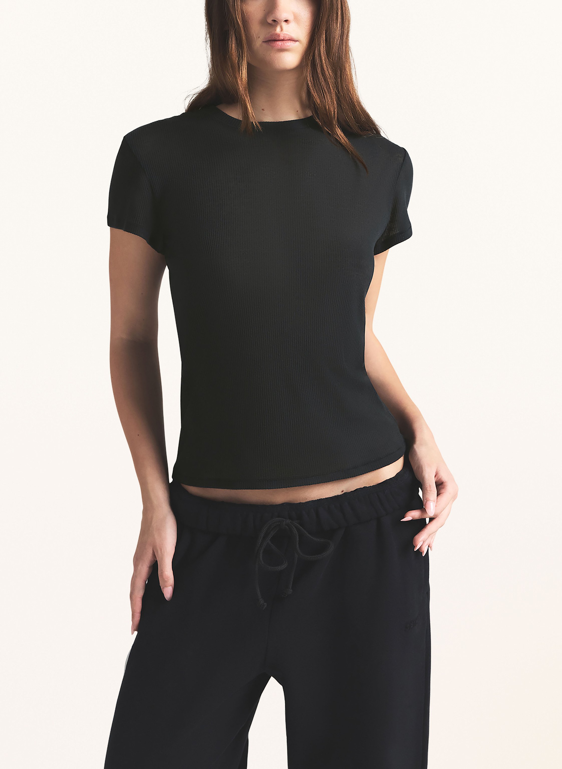 Thumbnail - Skims Lounge-Shirt Sheer Cotton Rib schwarz