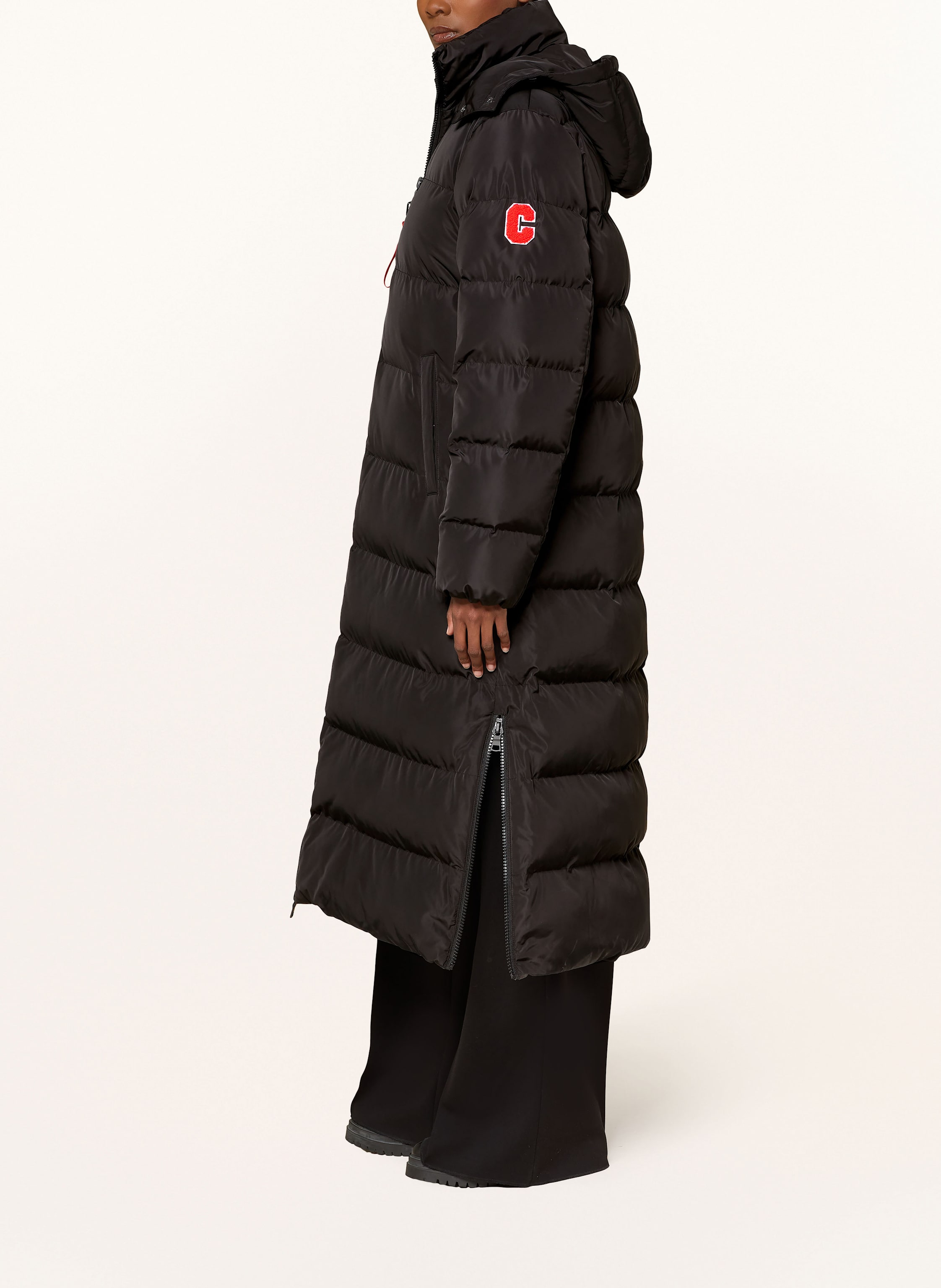 Thumbnail - No.1 Como Steppmantel Mit Abnehmbarer Kapuze schwarz