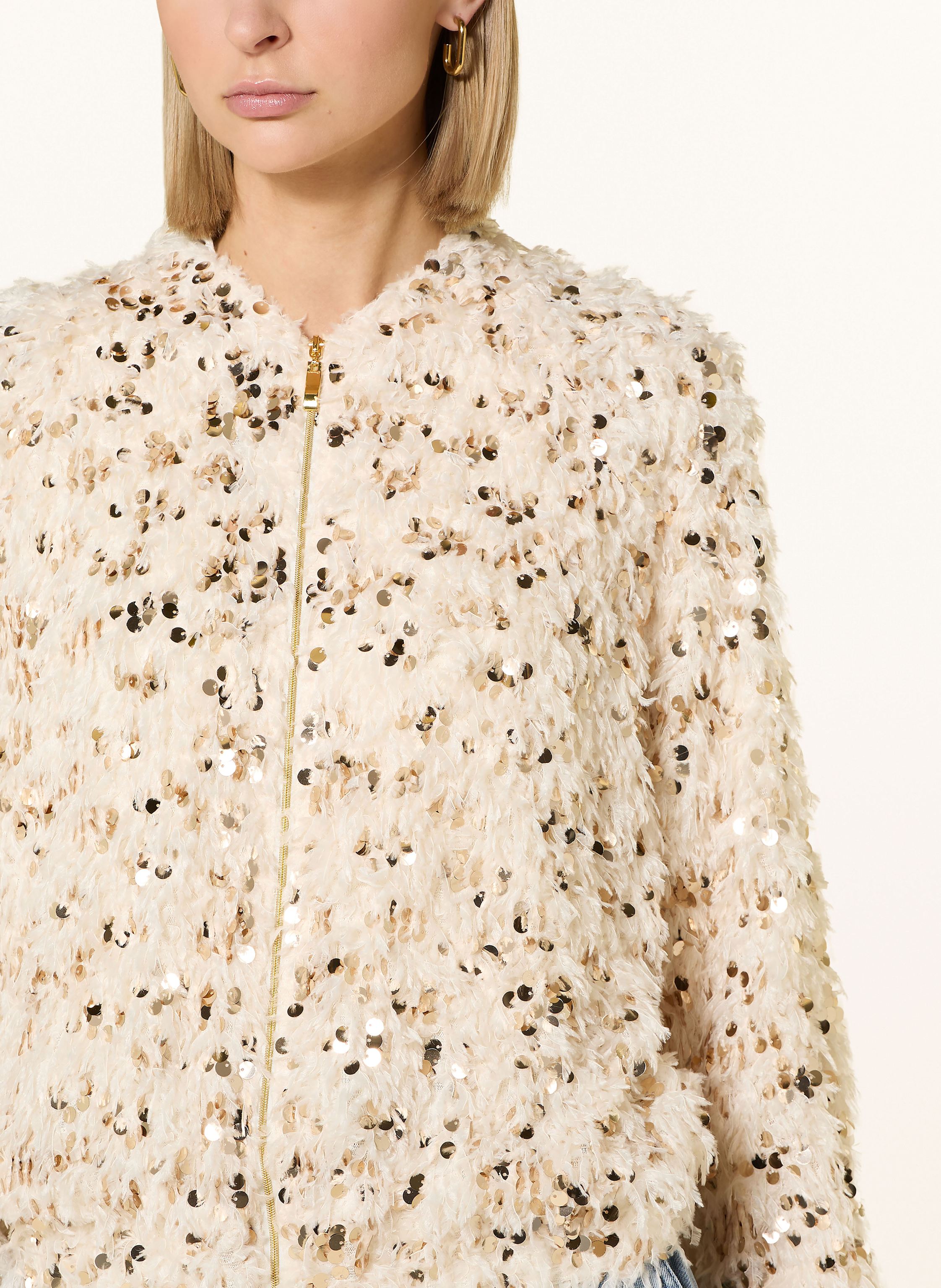 Thumbnail - Emily Van Den Bergh Strick-Blouson Mit Pailletten beige